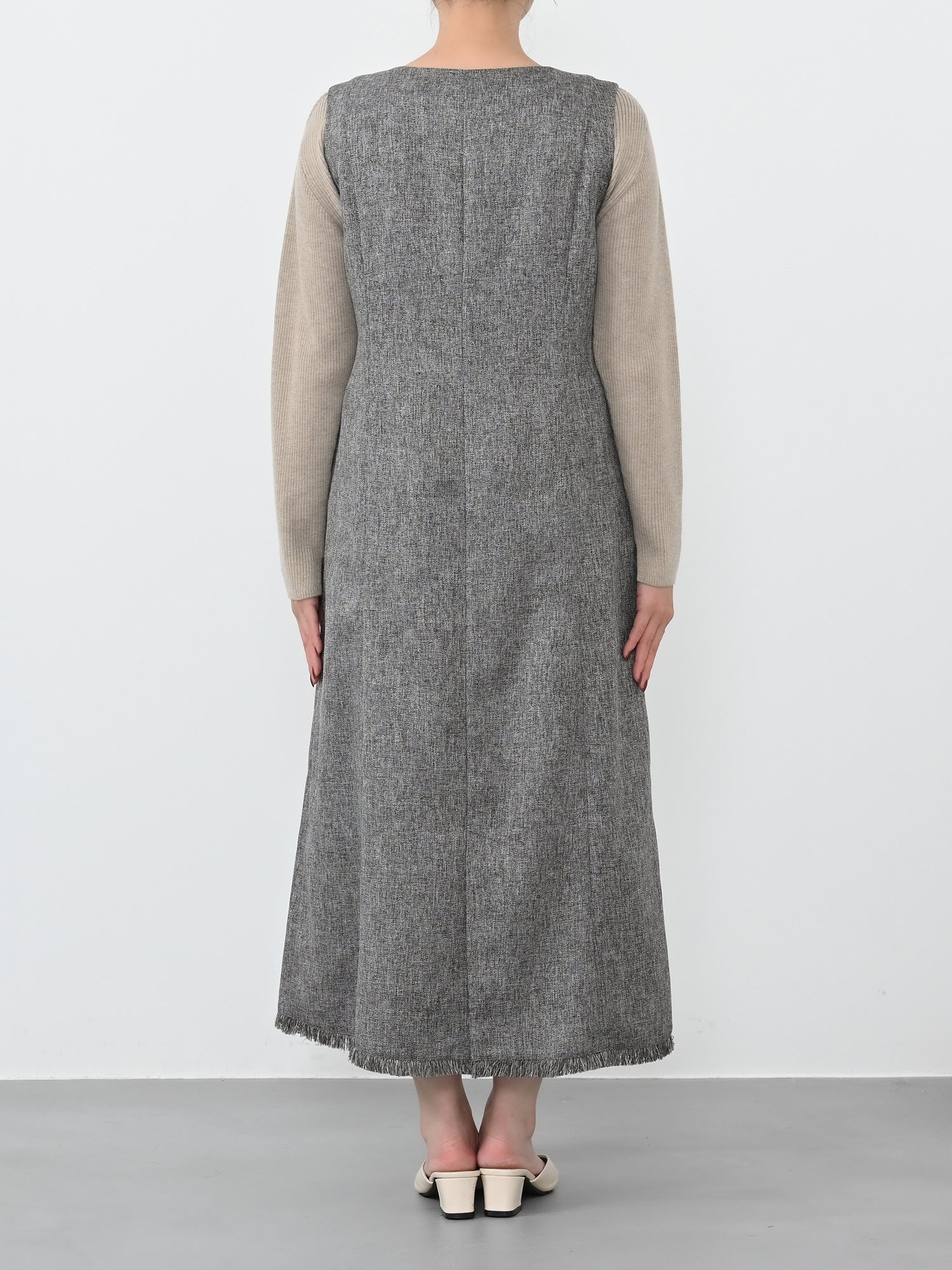 COHINA コヒナ　フロントボタンツイードジャンパースカート フロントボタンツイードジャンパースカート-short & regular