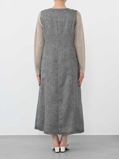ツイードフロントジップジャンパースカート-short & regular　[通常]