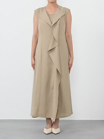 ラッフルとろみジレワンピース-short & regular　[通常]