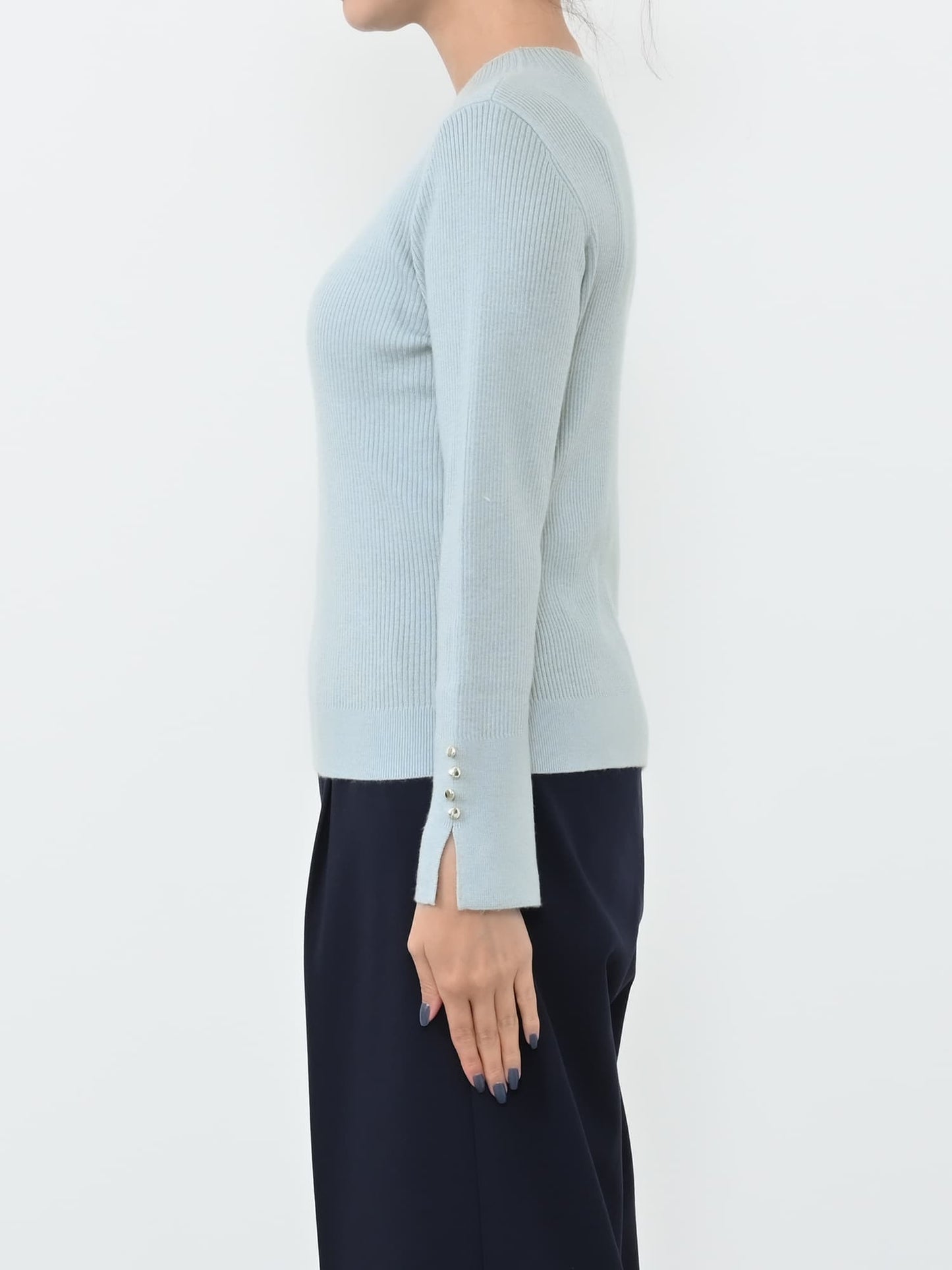 シルクウールゴールドボタンリブニット　[通常]