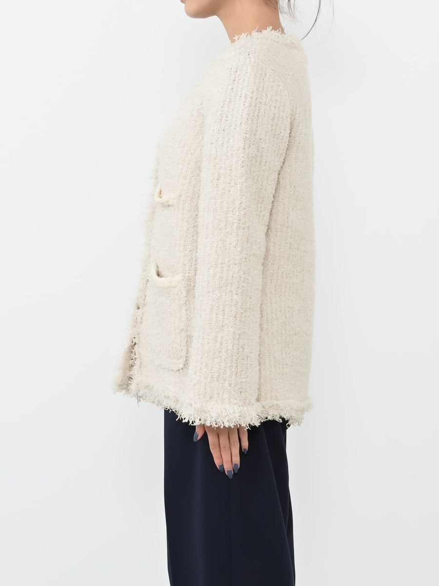 フリンジツイードニットジャケット　[通常]