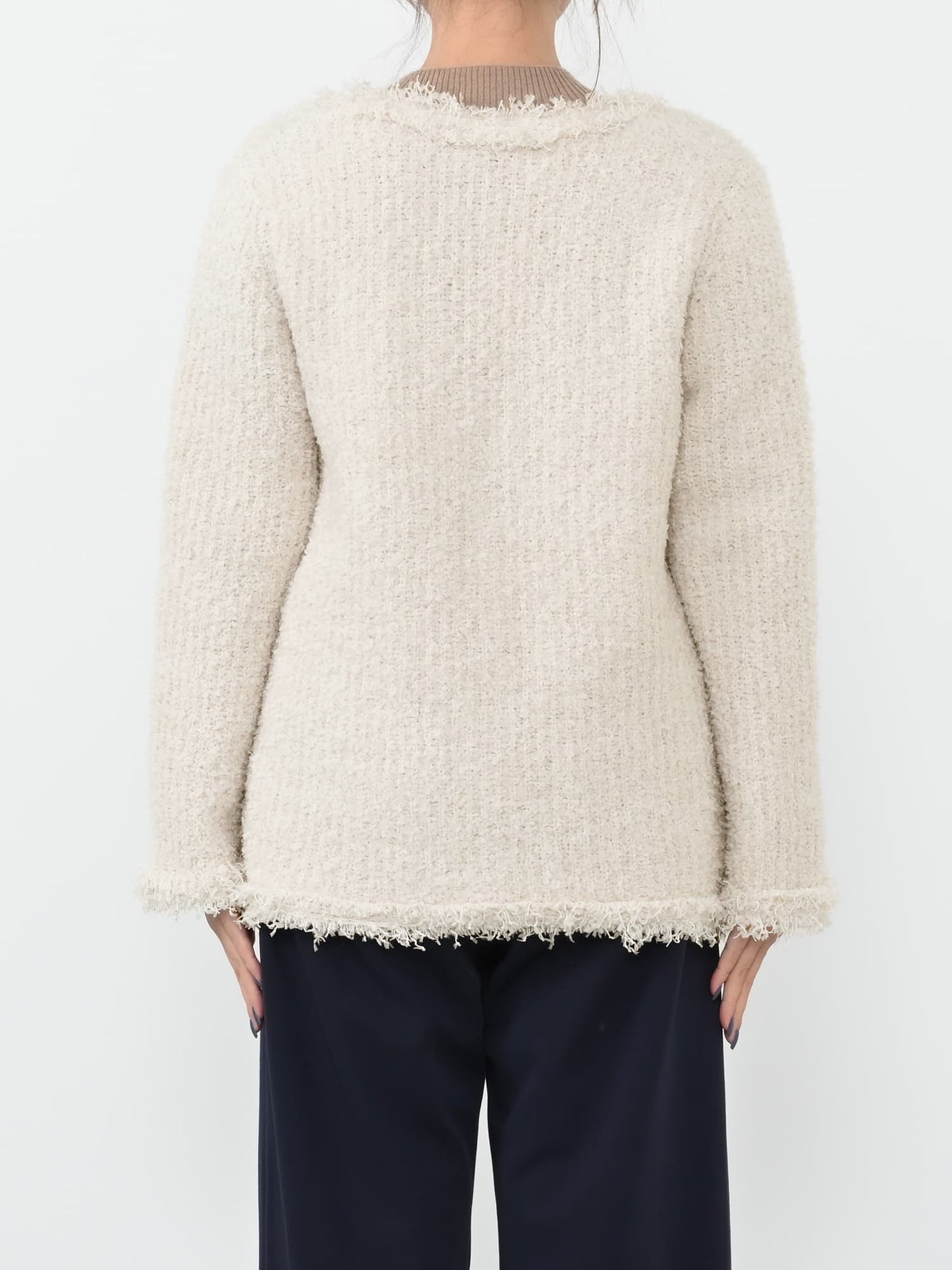 フリンジツイードニットジャケット　[通常]