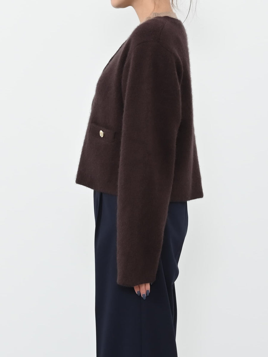 フォックスアンゴラダブルフェイスニットジャケット　[通常]