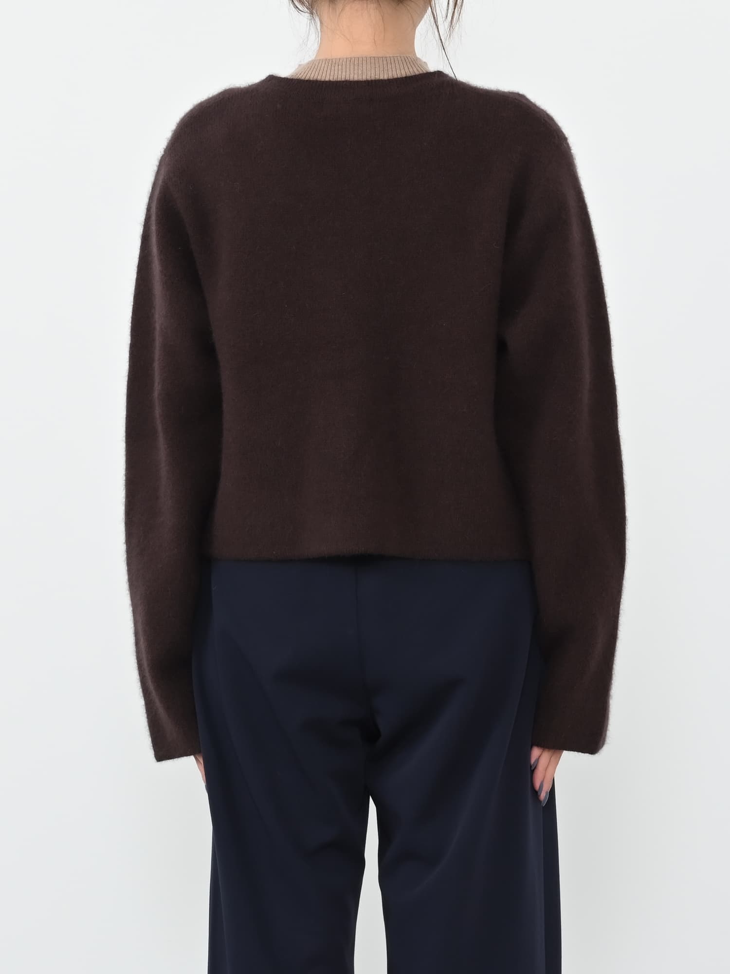 フォックスアンゴラダブルフェイスニットジャケット | 小柄・低身長