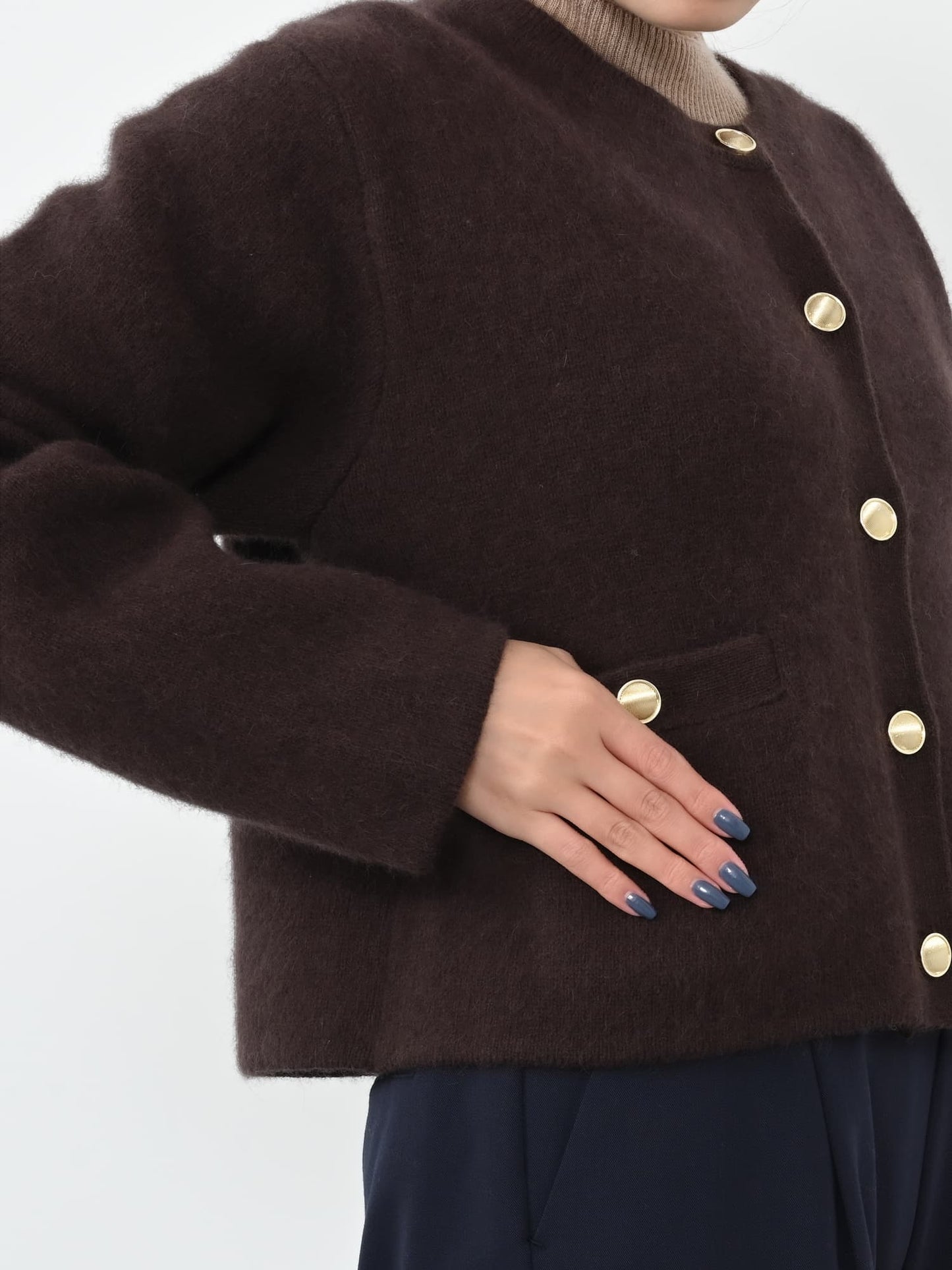 フォックスアンゴラダブルフェイスニットジャケット　[通常]