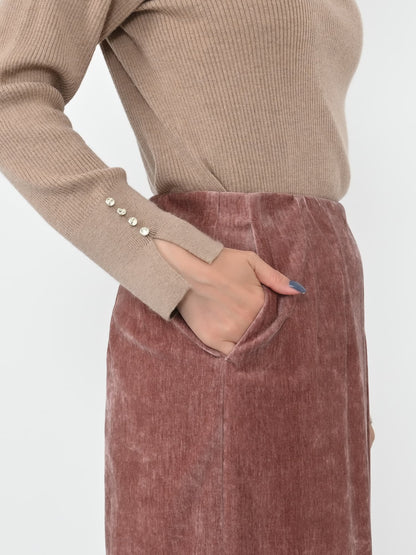 ＜sweetweb掲載＞パウダリーベロアIラインスカート-short & regular　[通常]