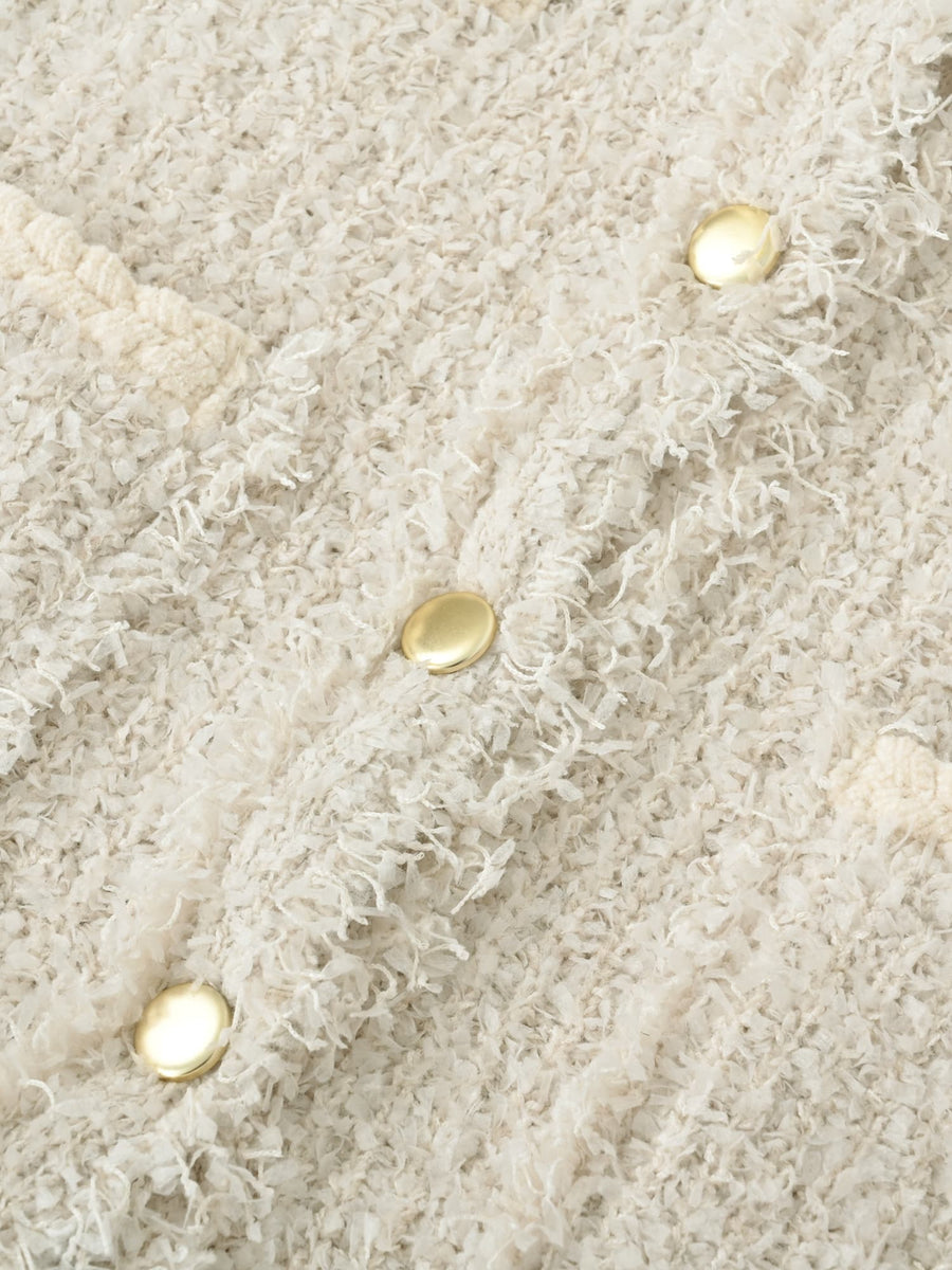 フリンジツイードニットジャケット　[通常]