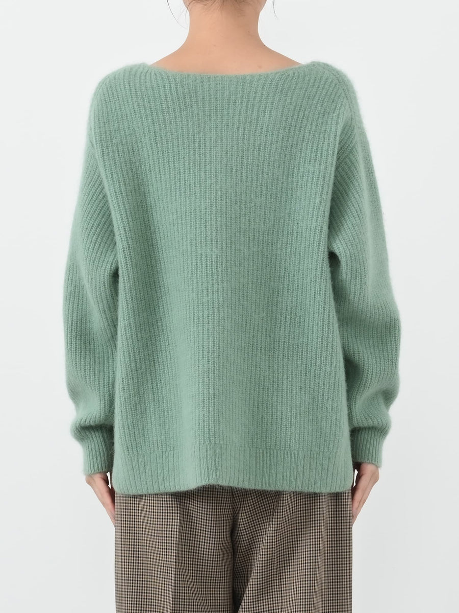 フォックスアンゴラVネックパターン柄ニット　[通常]