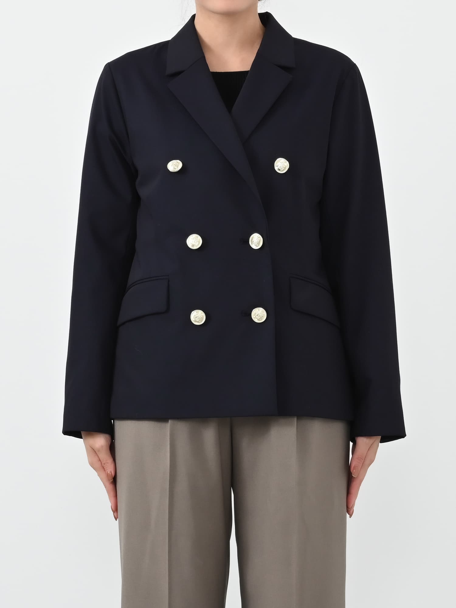 ゴールドボタンダブルジャケット | 小柄・低身長女性向けファッション