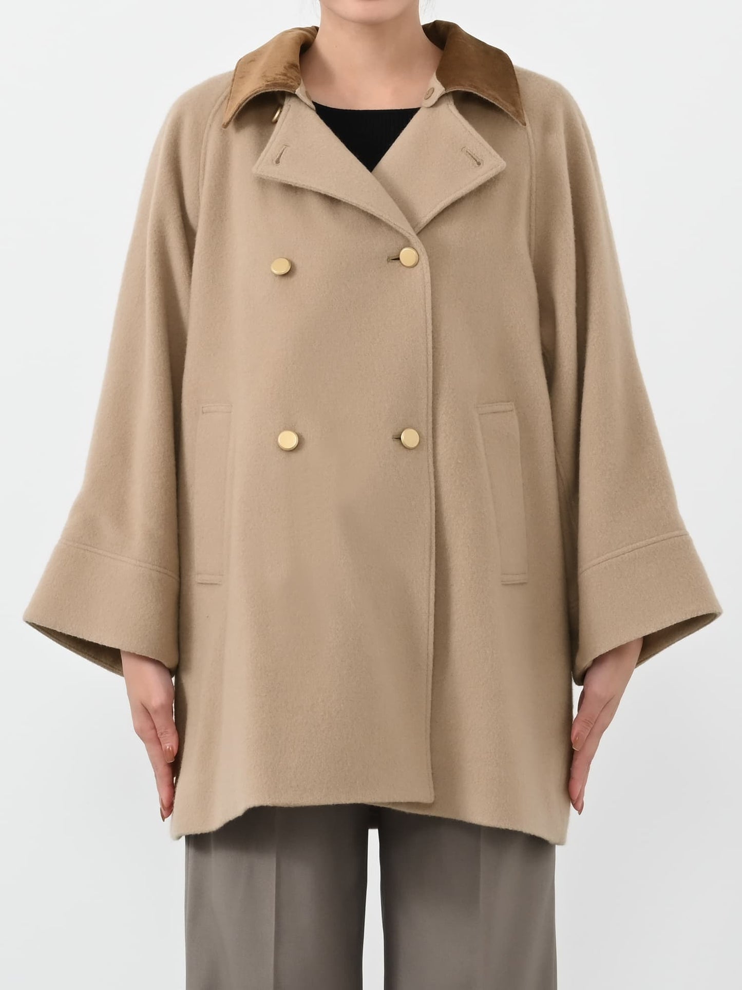 ＜sweetweb掲載＞2wayカラーゴールドボタンミドルコート　[通常]