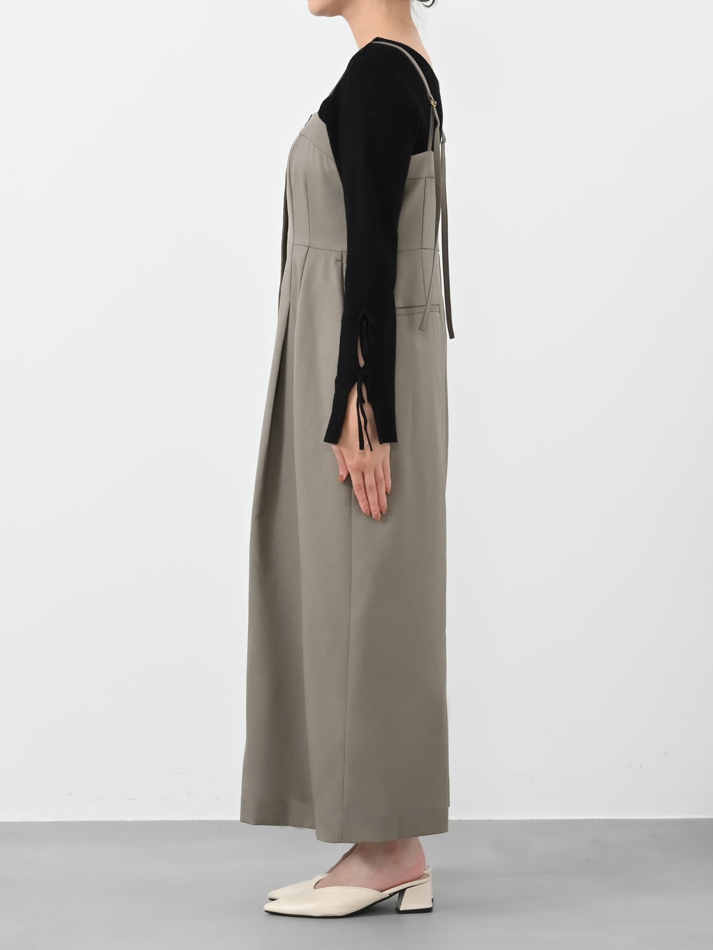 フロントボタンIラインジャンパースカート-short & regular　[通常]