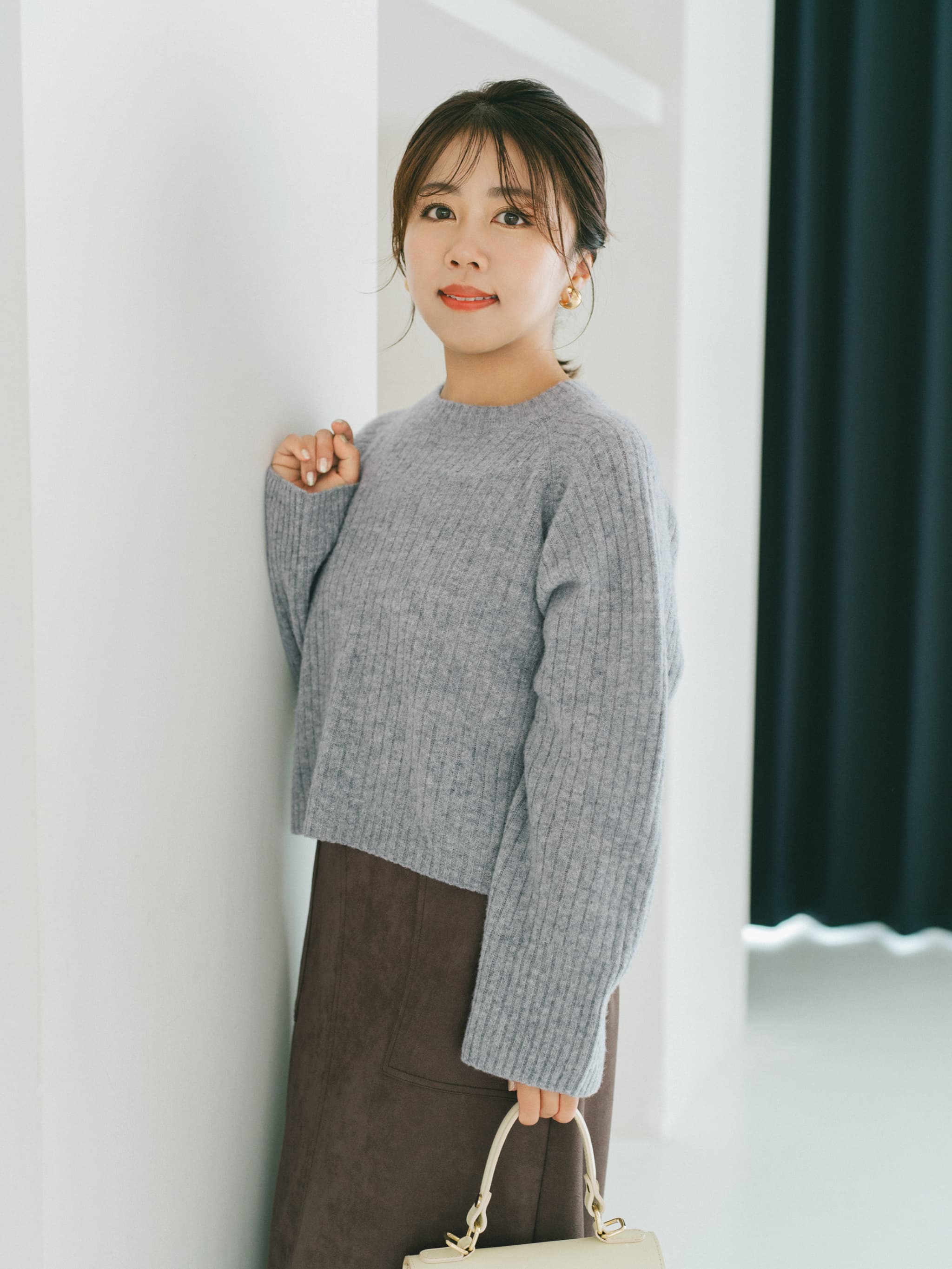 ニンナ ウールボトルネックワイドリブニット | 小柄・低身長女性向け