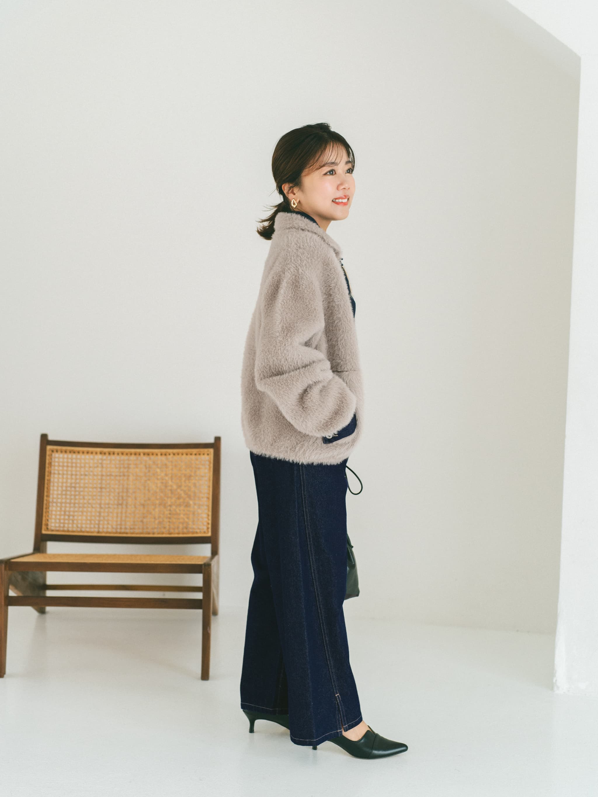 ダブルフェイスフェザージップブルゾン | 小柄・低身長女性向け