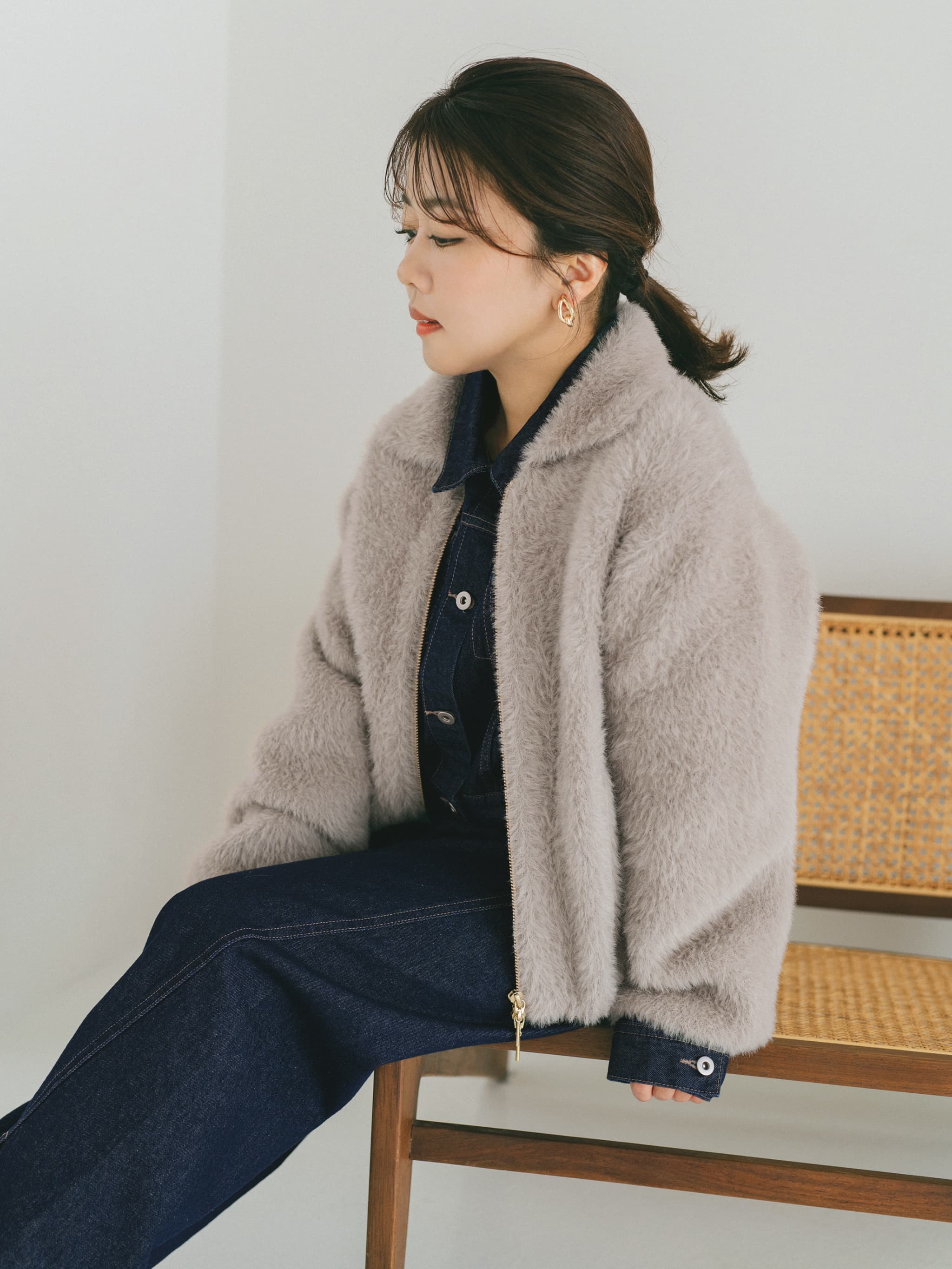 ダブルフェイスフェザージップブルゾン | 小柄・低身長女性向け