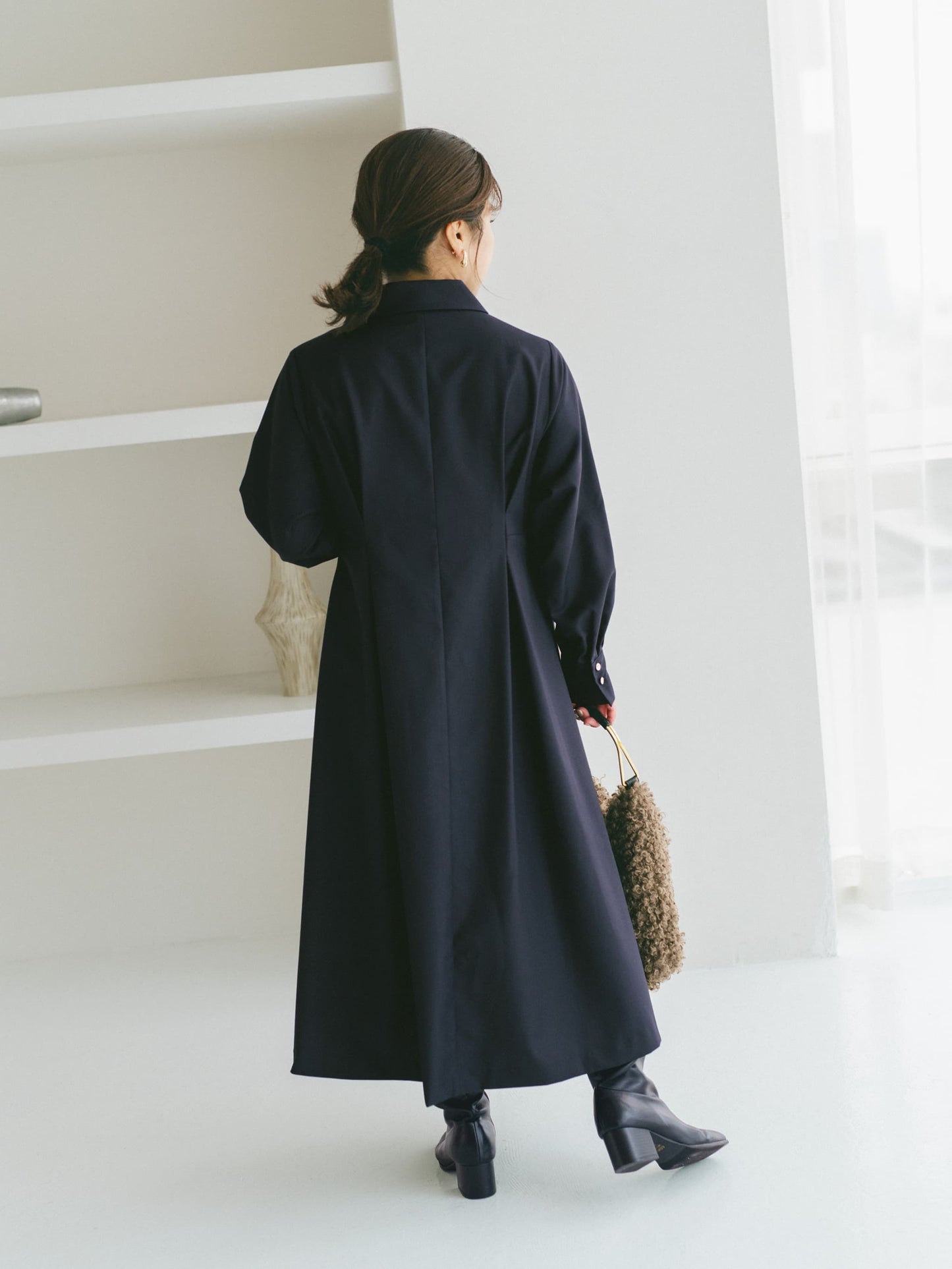 ウエストベルトテーラードワンピース-short & regular　[通常]