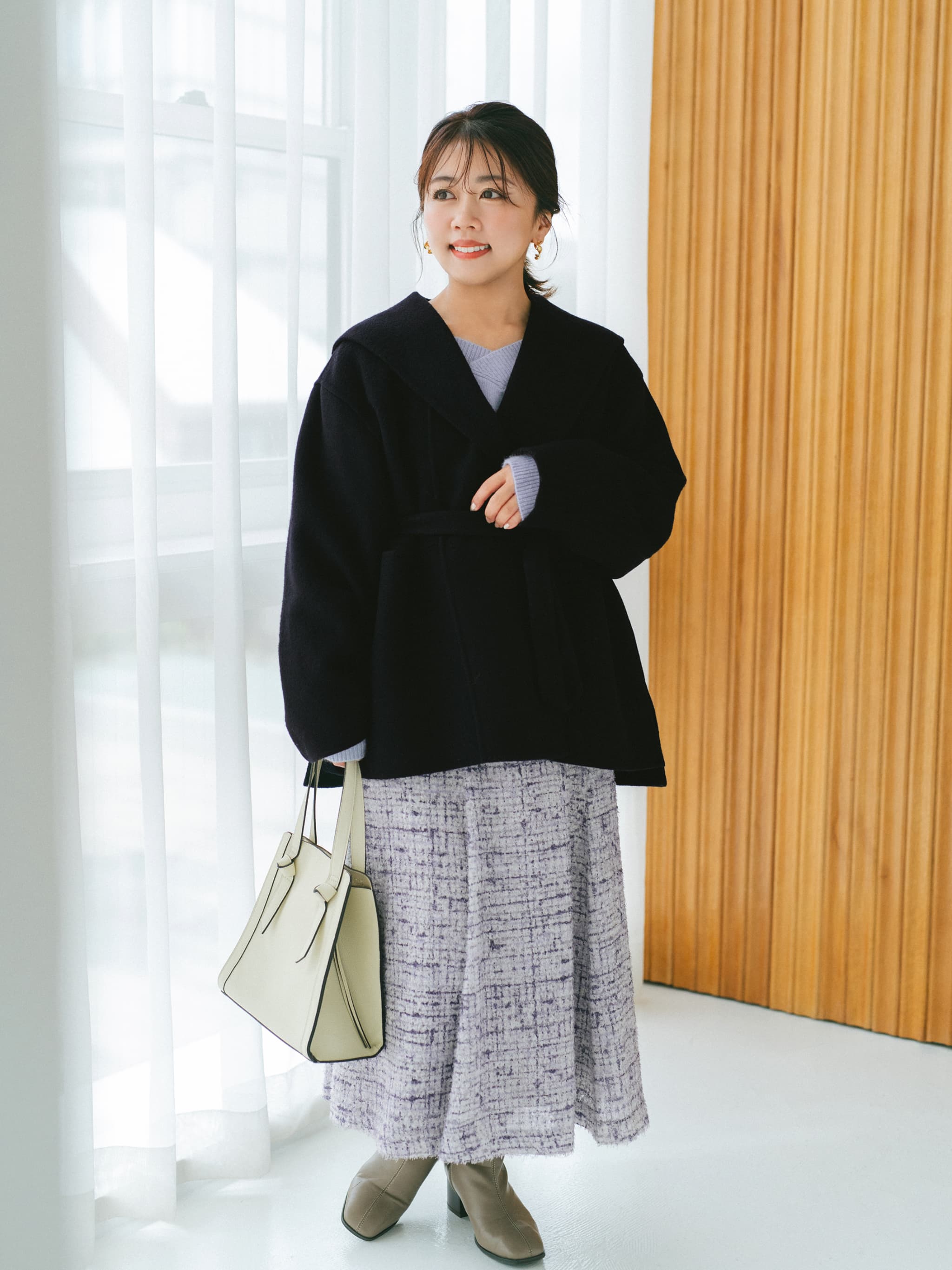 フォックスアンゴラ2wayネックニット | 小柄・低身長女性向け