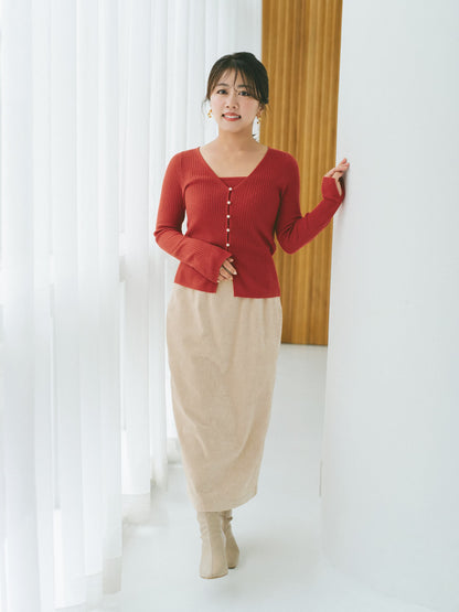 ＜sweetweb掲載＞パウダリーベロアIラインスカート-short & regular　[通常]