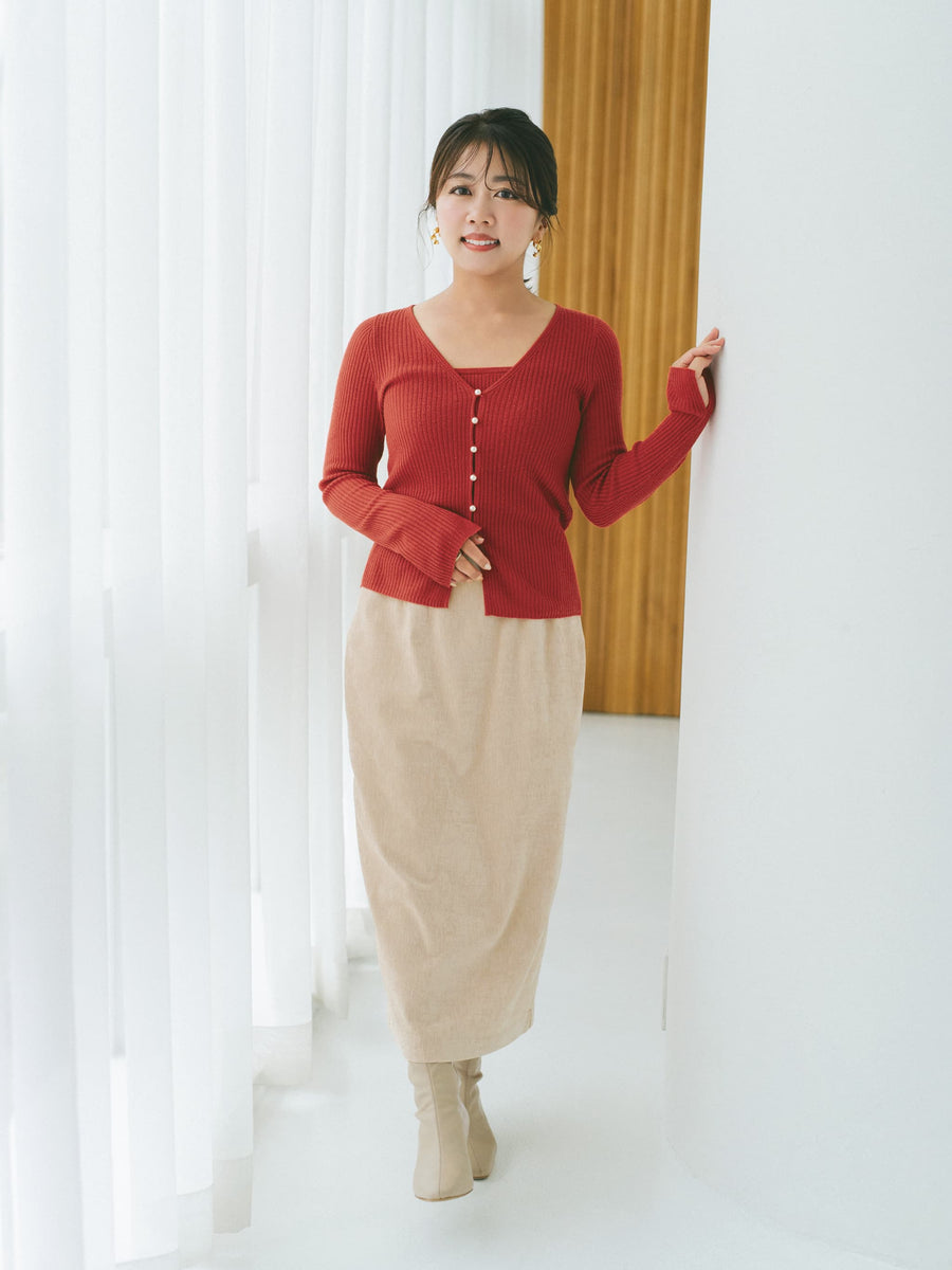 ＜sweetweb掲載＞パウダリーベロアIラインスカート-short & regular　[通常]