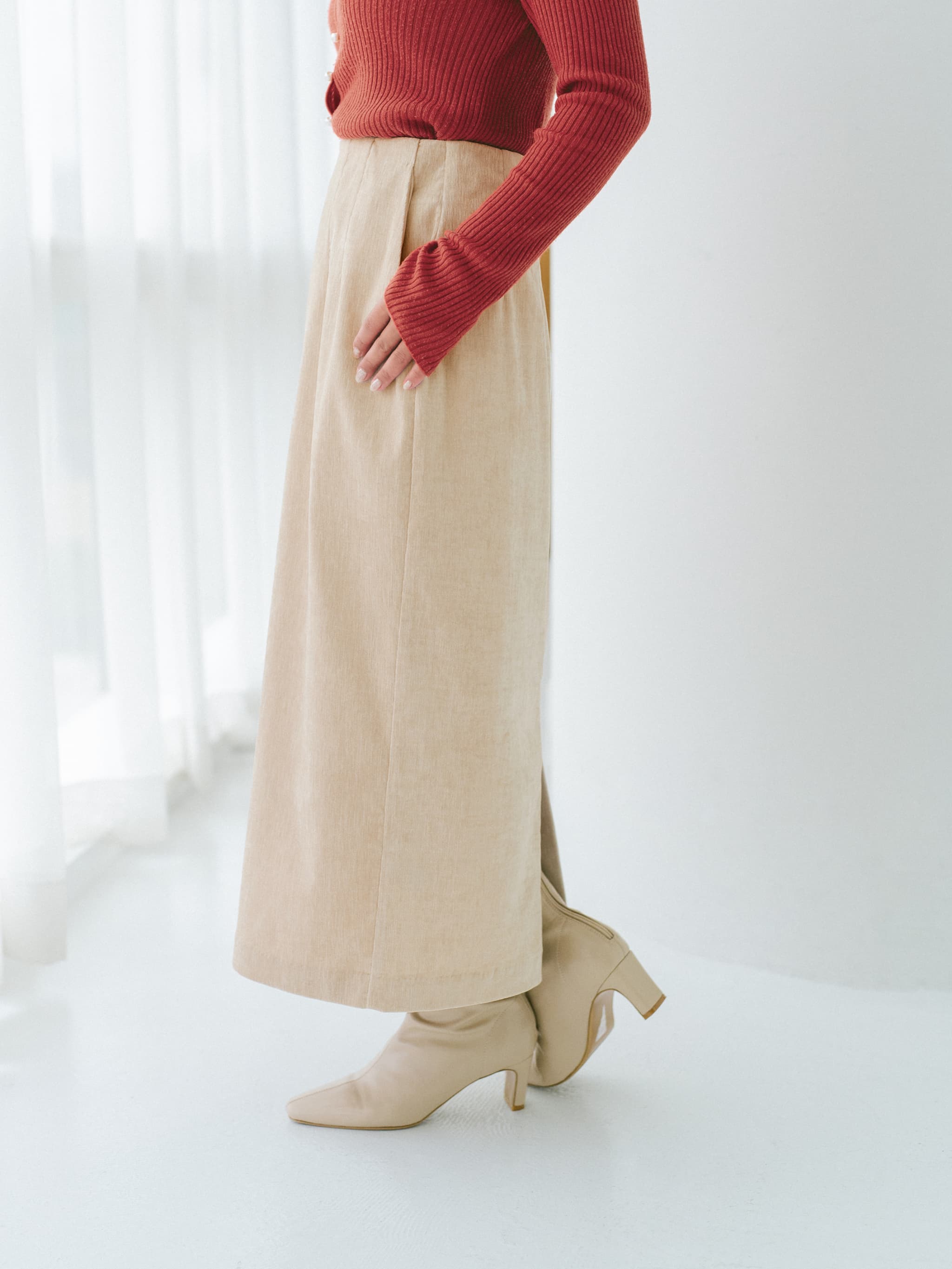 パウダリーベロアIラインスカート-short & regular | 小柄・低身長女性