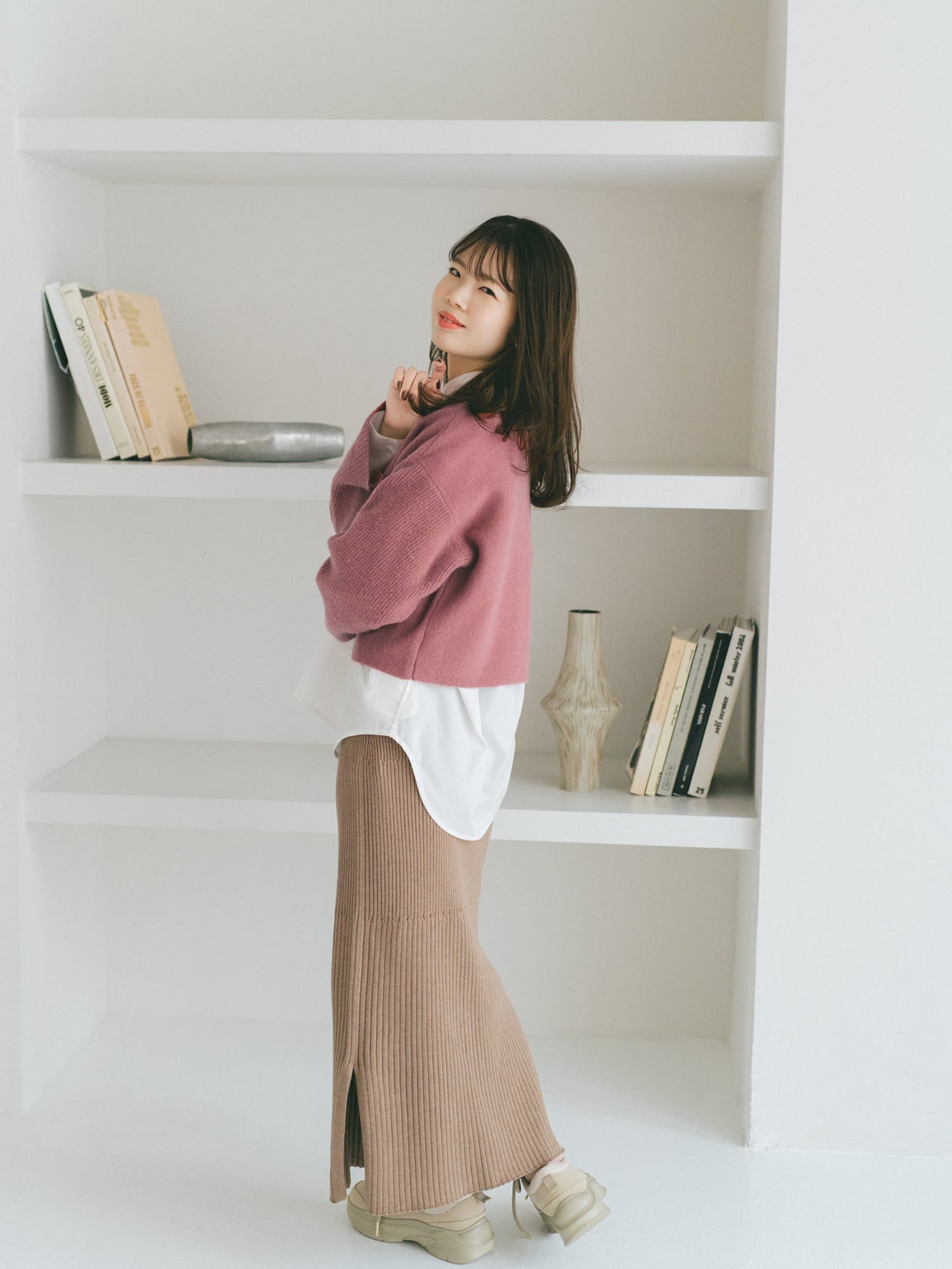 ウールショートボタンスリーブニット　[通常]