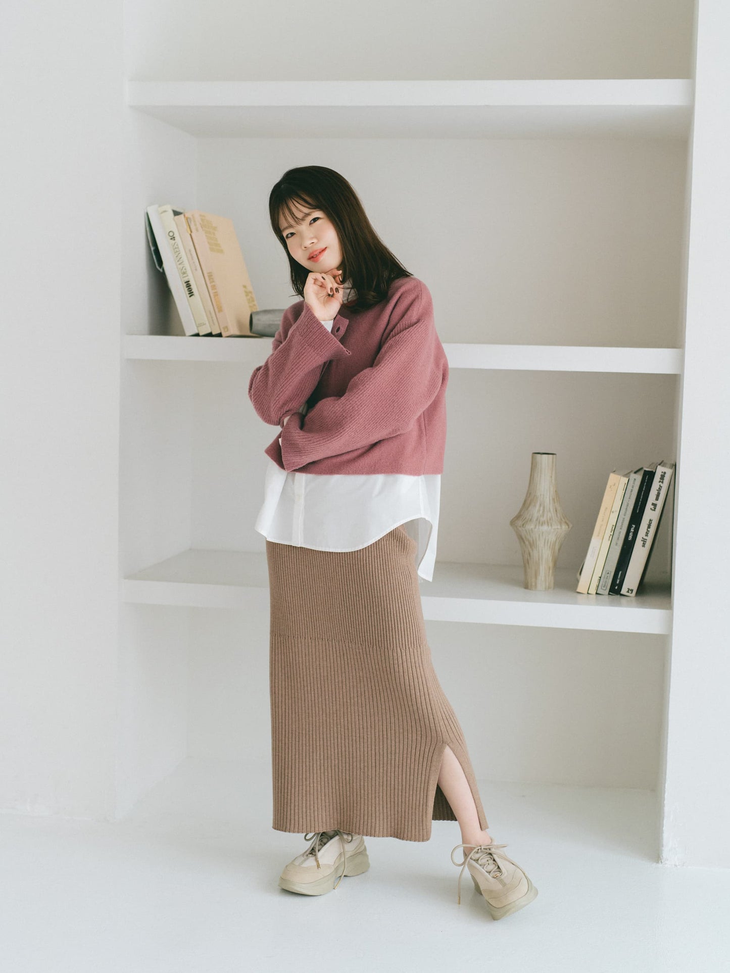 ウールショートボタンスリーブニット　[通常]