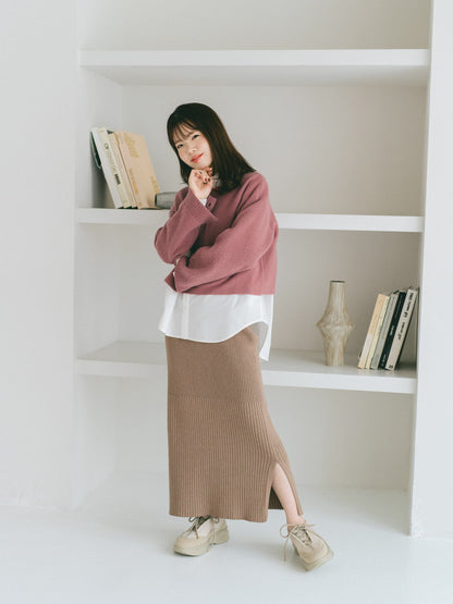 ウールショートボタンスリーブニット　[通常]