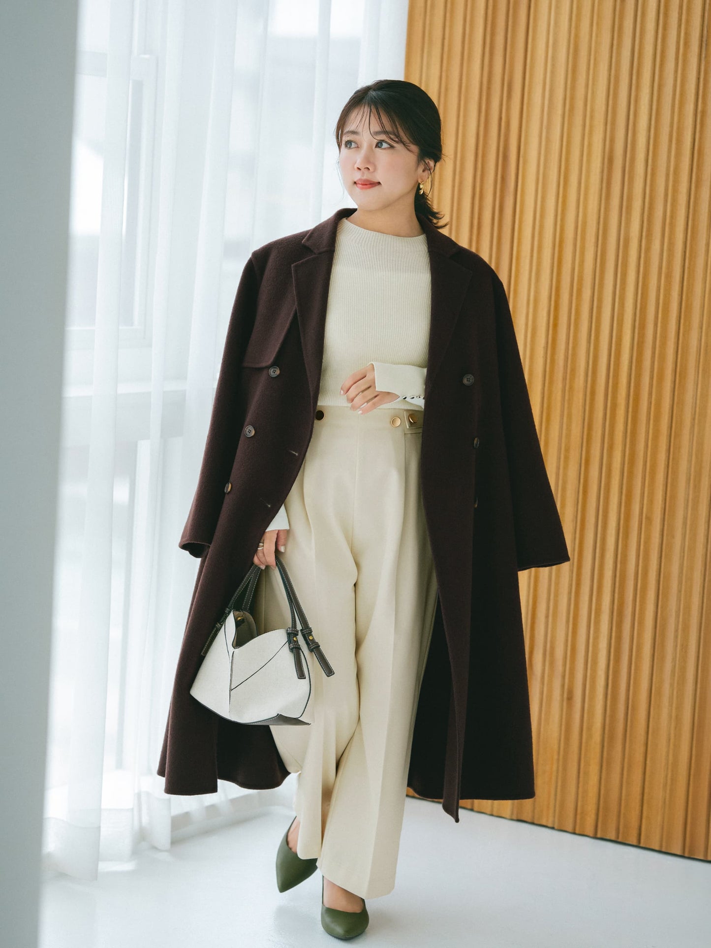 シルクウールゴールドボタンリブニット　[通常]