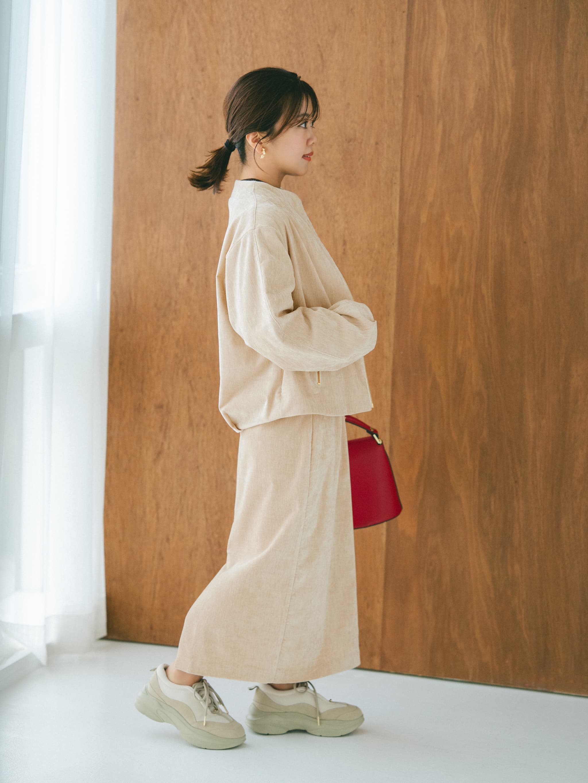 （新品タグ付き）cohina パウダリーベロアIラインスカート パウダリーベロアIラインスカート-short & regular | 小柄・低身長女性