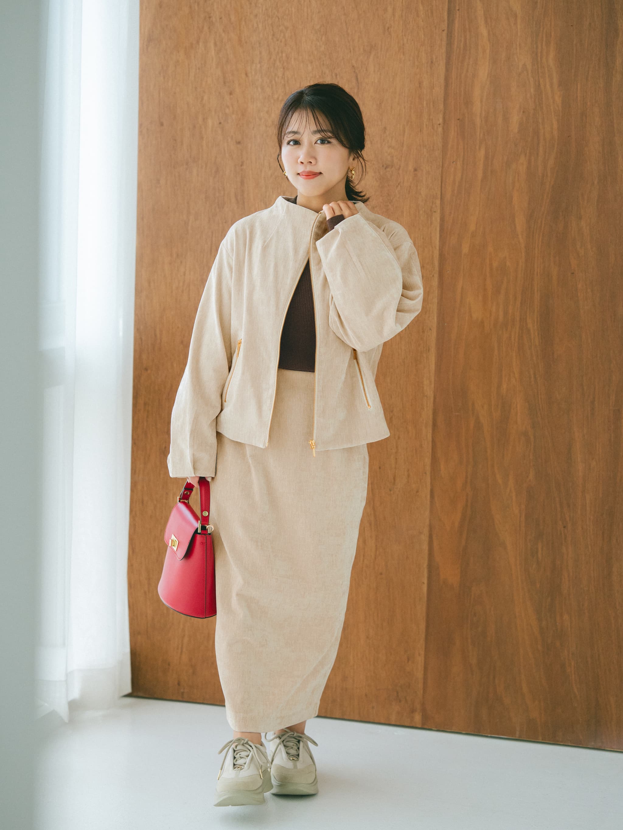 パウダリーベロアブルゾン　 ¥15,400 COHINA コヒナ パウダリーベロアブルゾン | 小柄・低身長女性向けファッション通販