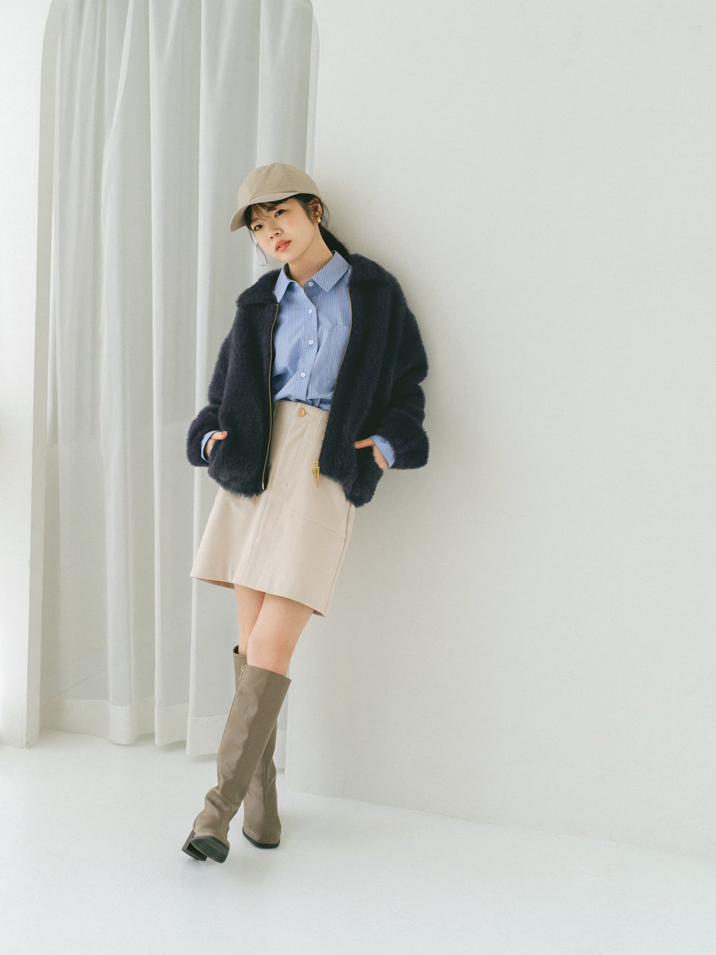 ダブルフェイスフェザージップブルゾン　[通常]