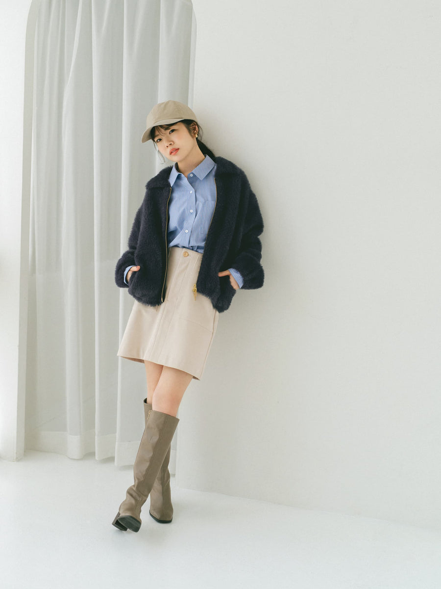 ダブルフェイスフェザージップブルゾン　[通常]