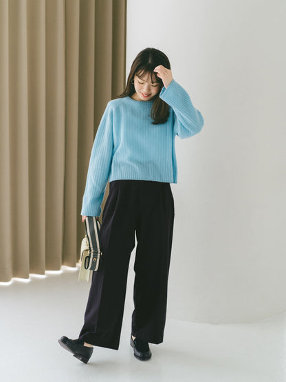 ウールボトルネックワイドリブニット　[通常]