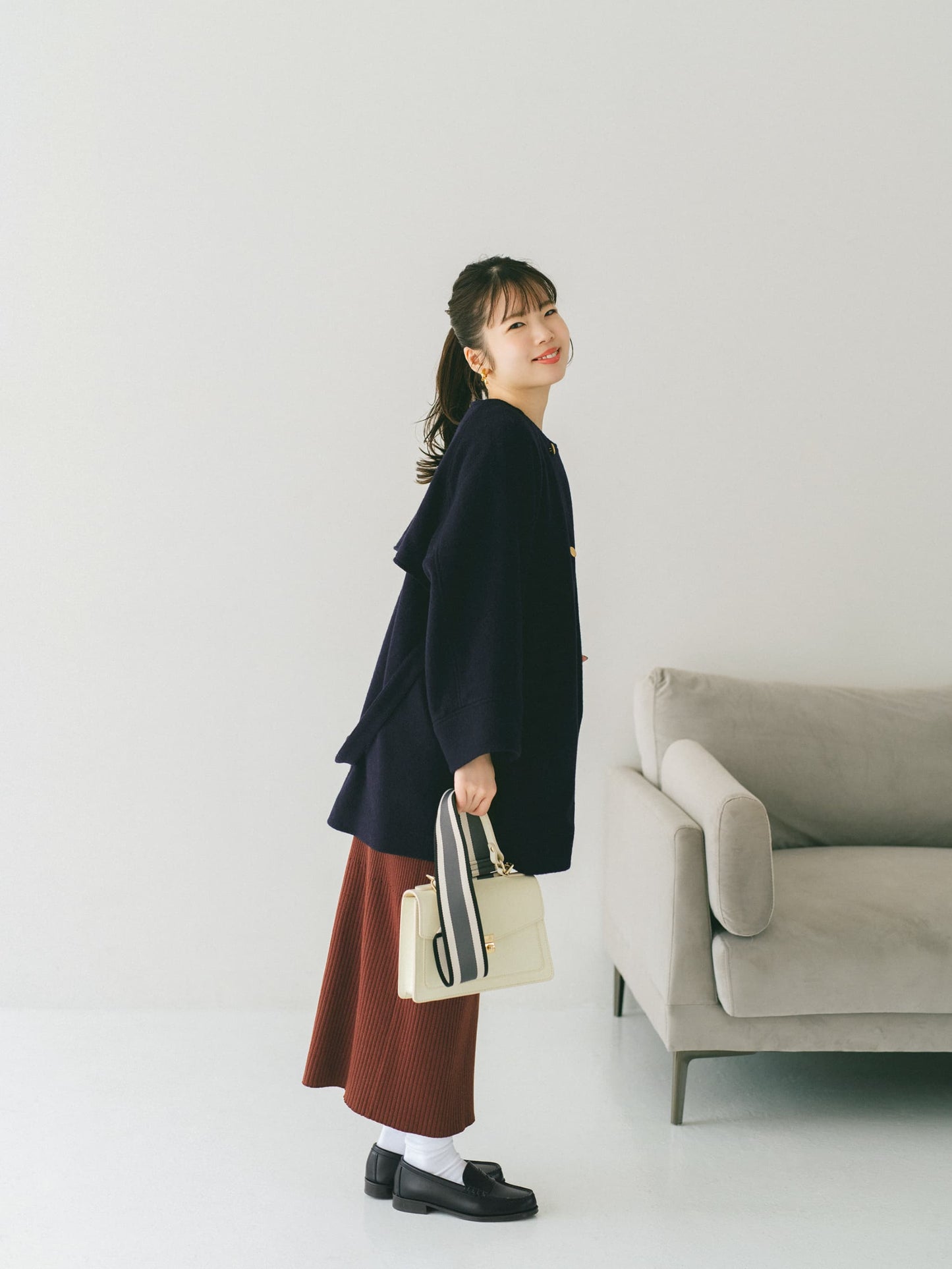 ＜sweetweb掲載＞2wayカラーゴールドボタンミドルコート　[通常]