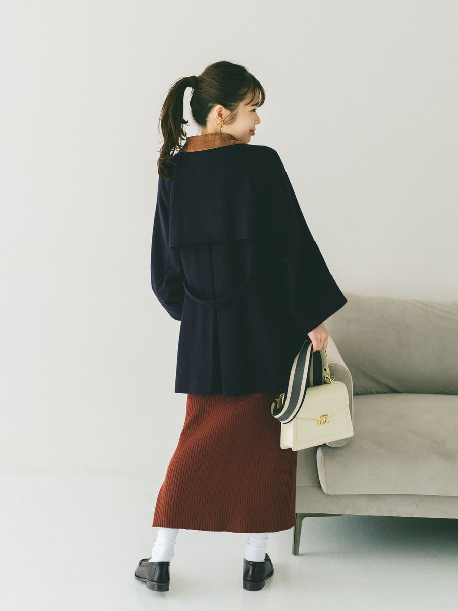 コットンブレンドリブIラインスカート-short & regular　[通常]