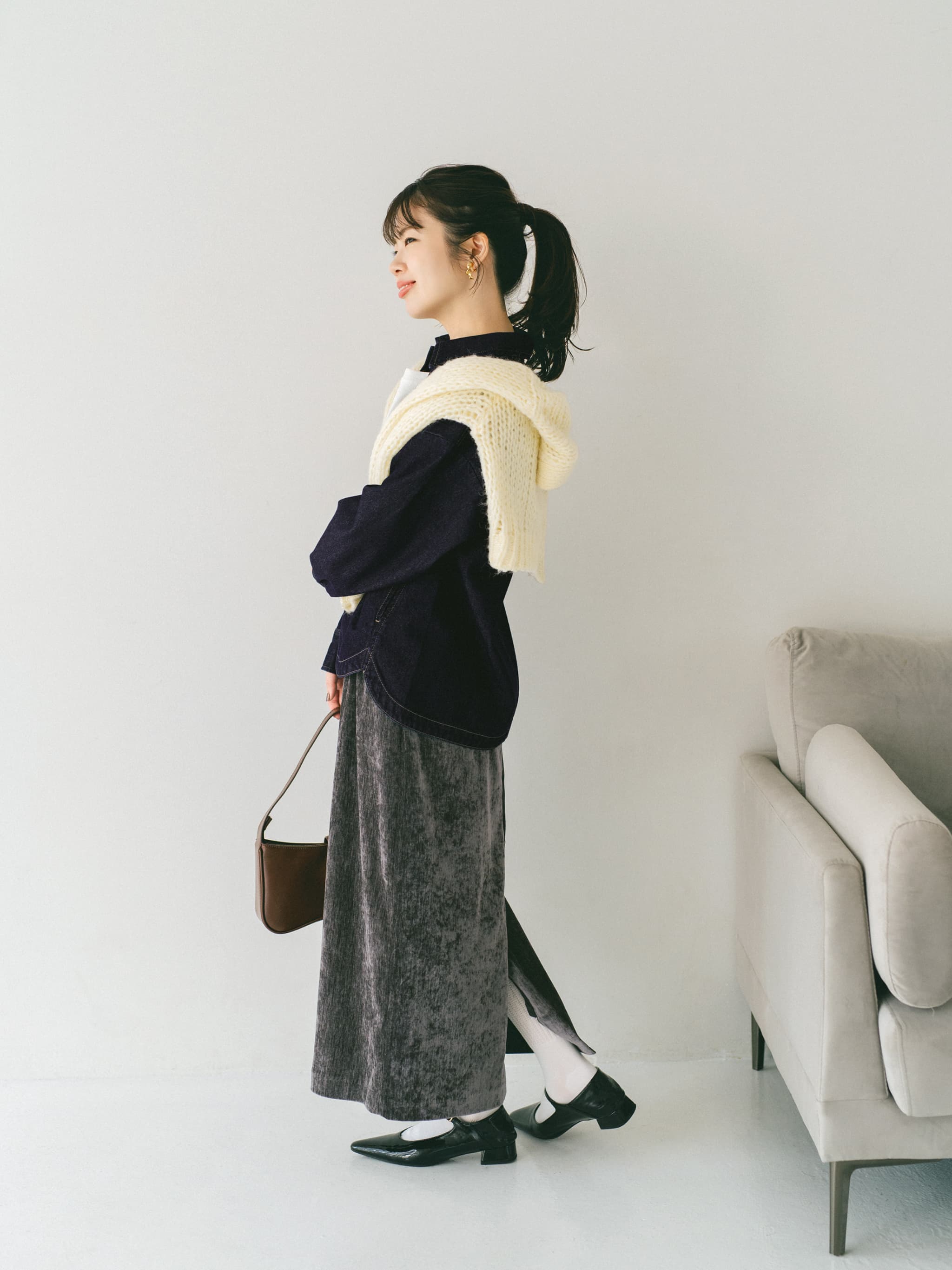 COHINA  ショート丈ローゲージカーディガン ローゲージゆるカーディガン | 小柄・低身長女性向けファッション通販