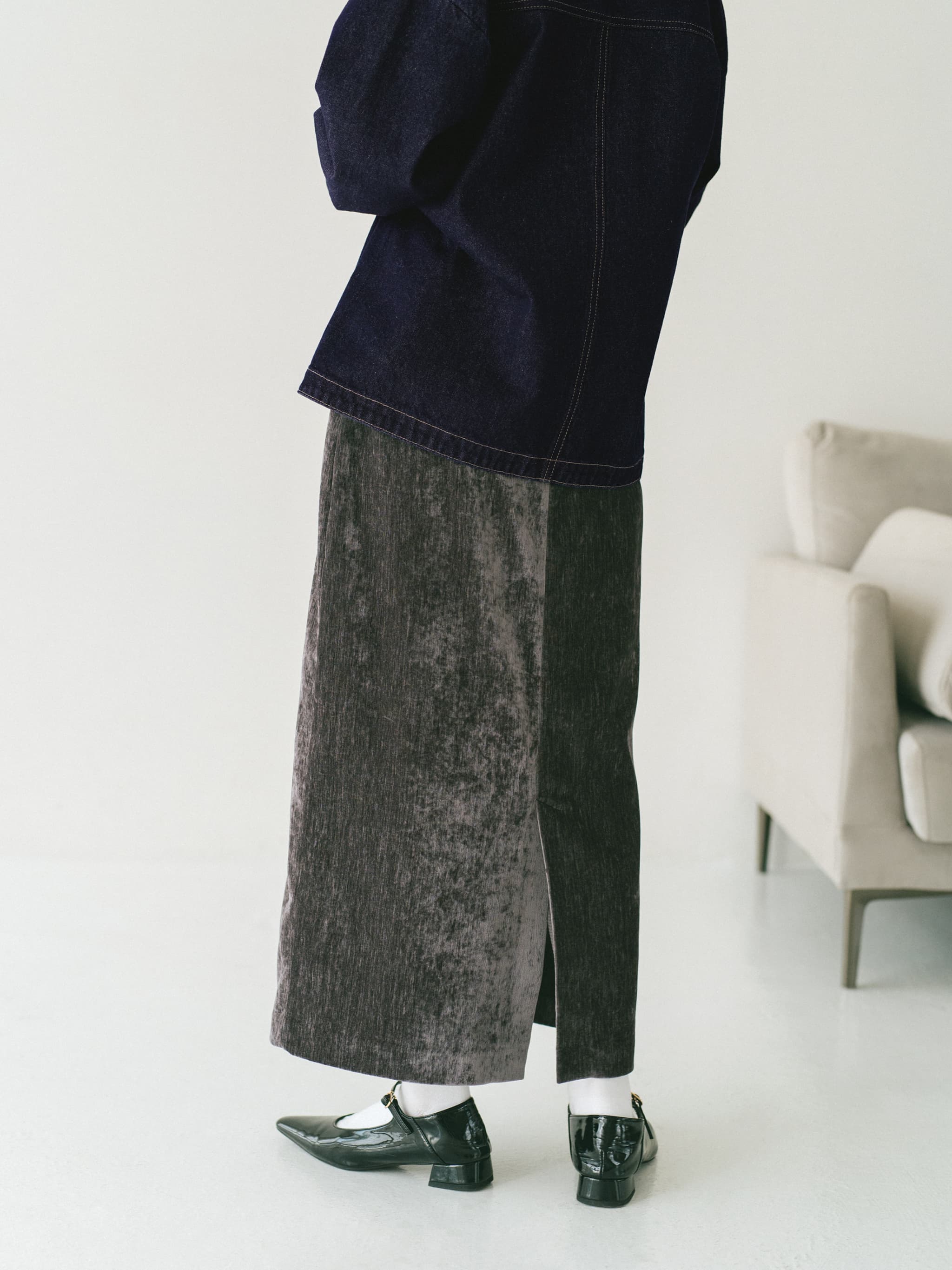 パウダリーベロアIラインスカート-short & regular | 小柄・低身長女性