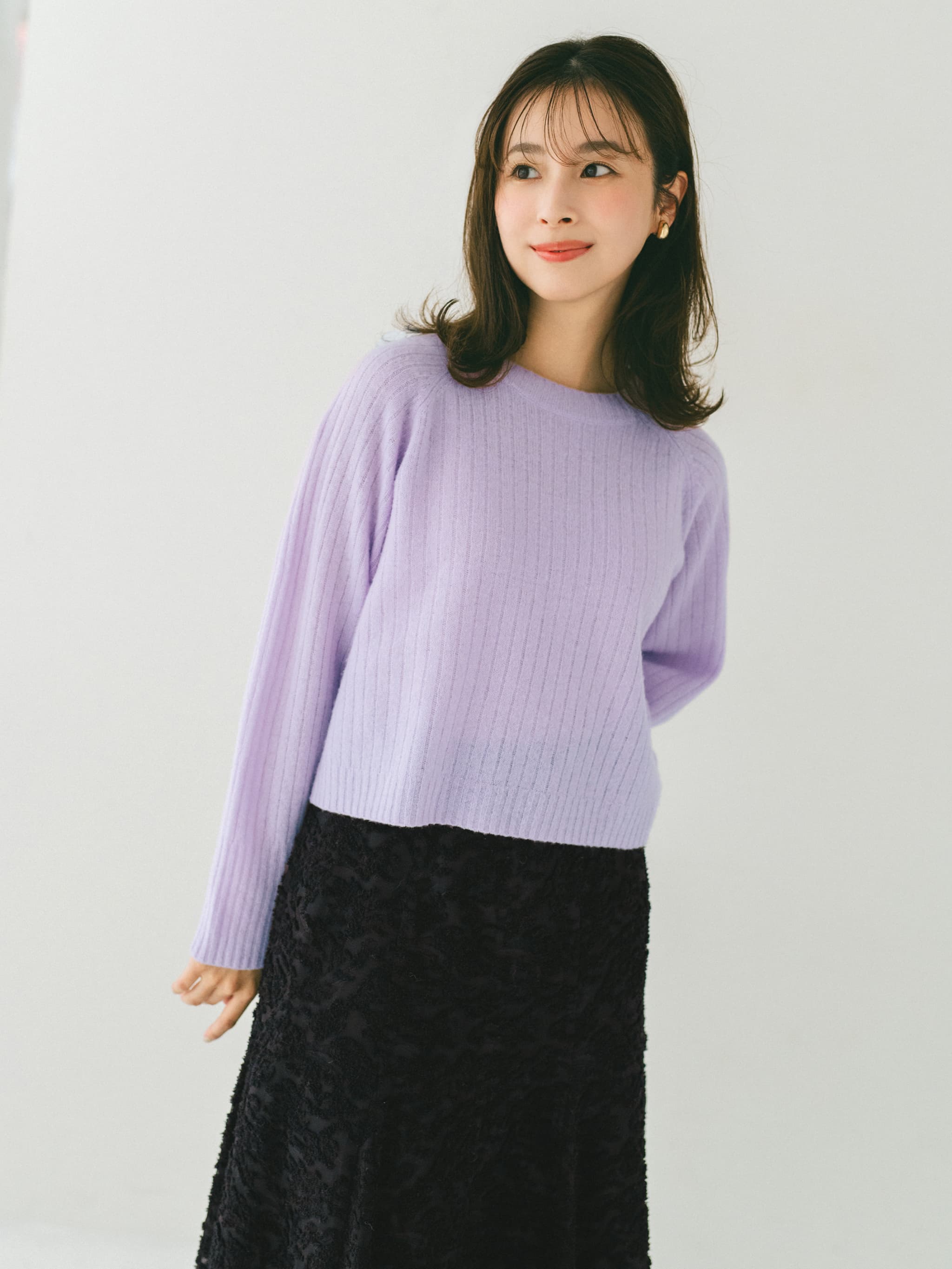 ニンナ ウールボトルネックワイドリブニット | 小柄・低身長女性向け