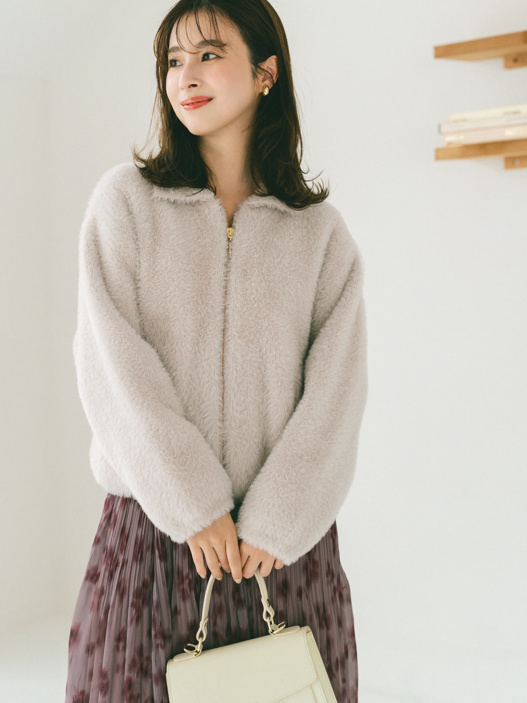 ダブルフェイスフェザージップブルゾン | 小柄・低身長女性向け