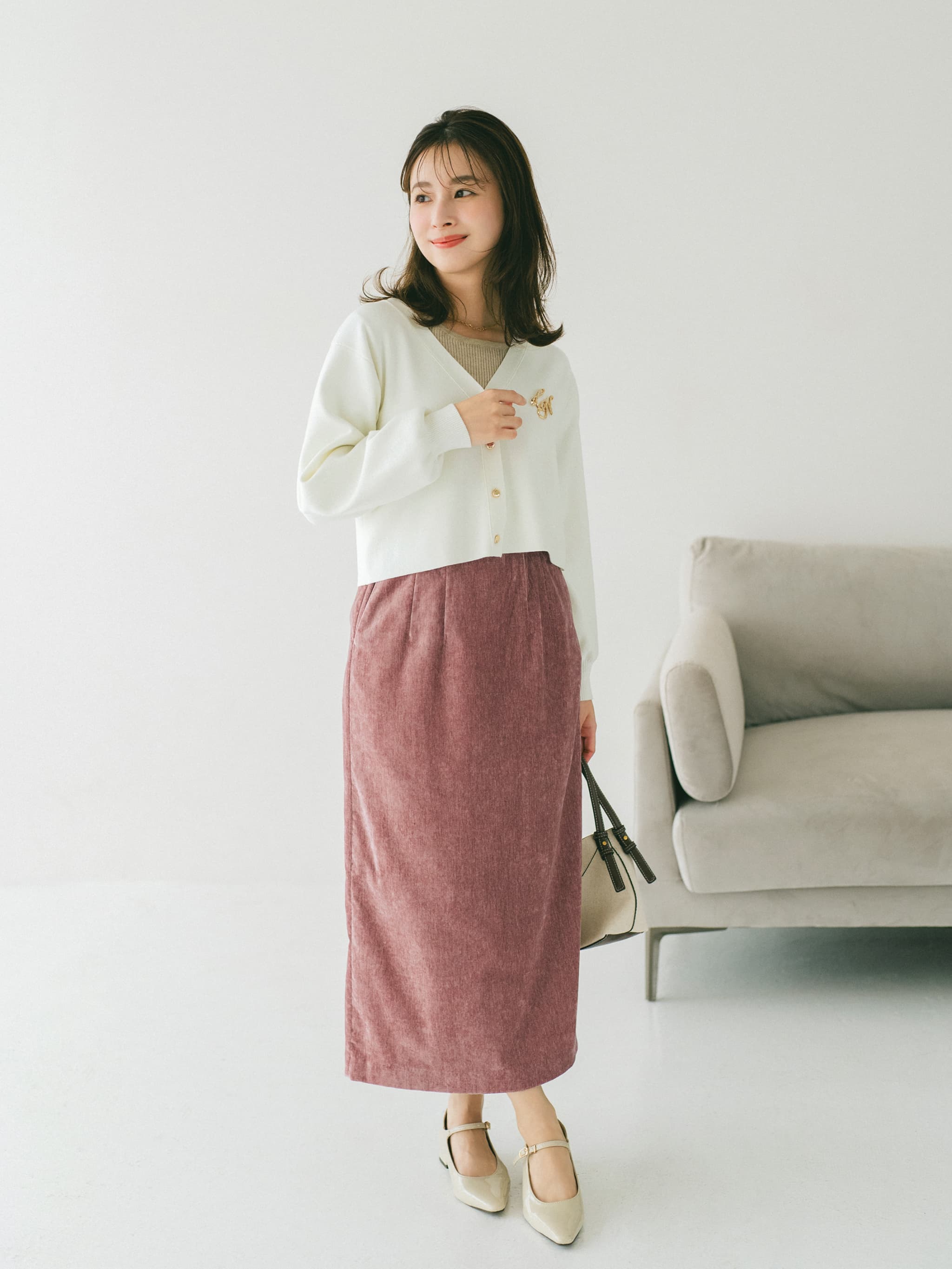 パウダリーベロアIラインスカート-short & regular | 小柄・低身長女性