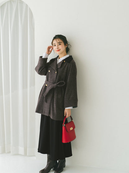 ＜sweetweb掲載＞2wayカラーゴールドボタンミドルコート　[通常]