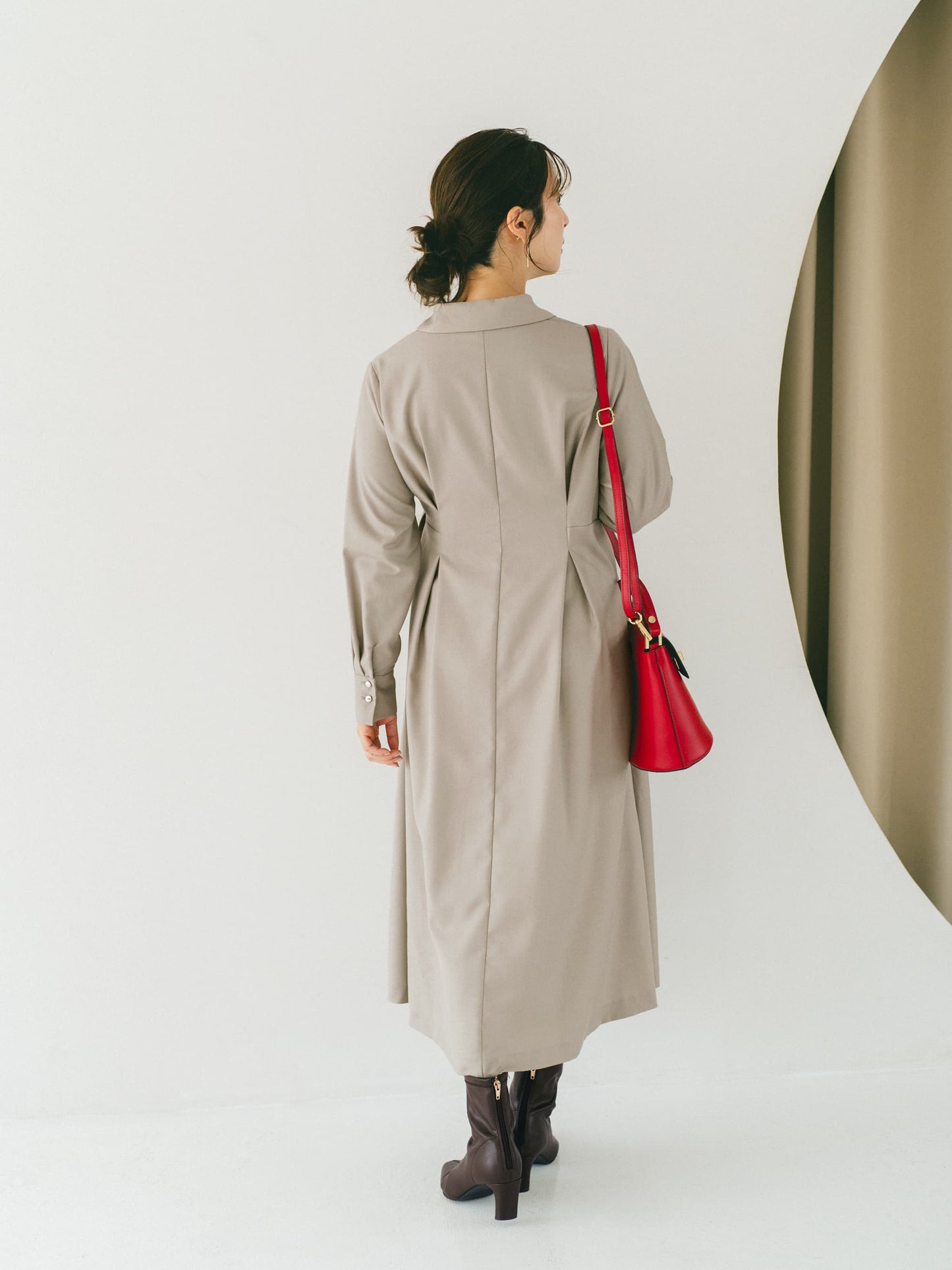 ウエストベルトテーラードワンピース-short & regular　[通常]