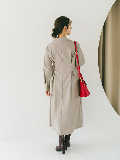 ウエストベルトテーラードワンピース-short & regular　[通常]