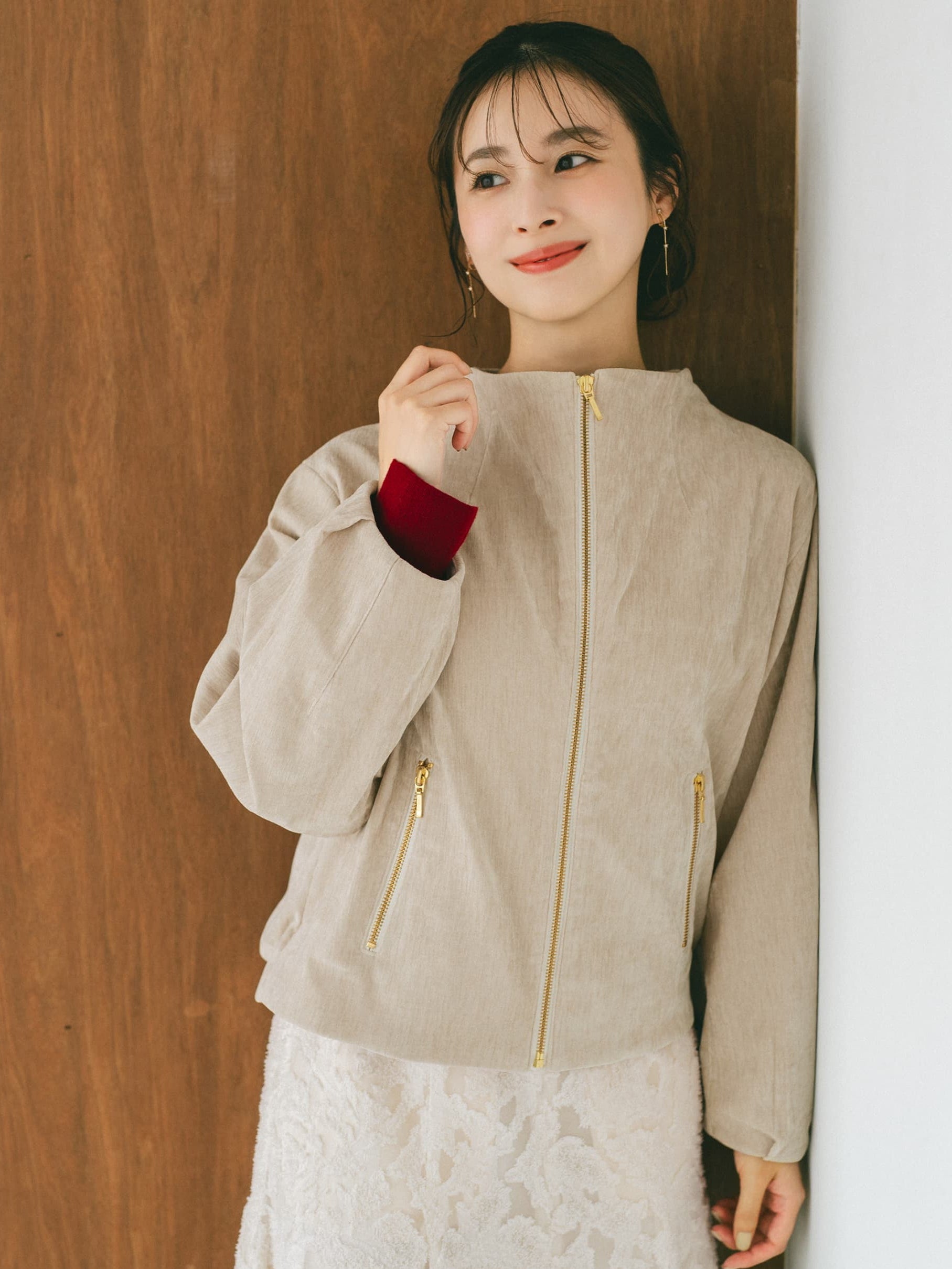 パウダリーベロアブルゾン | 小柄・低身長女性向けファッション通販