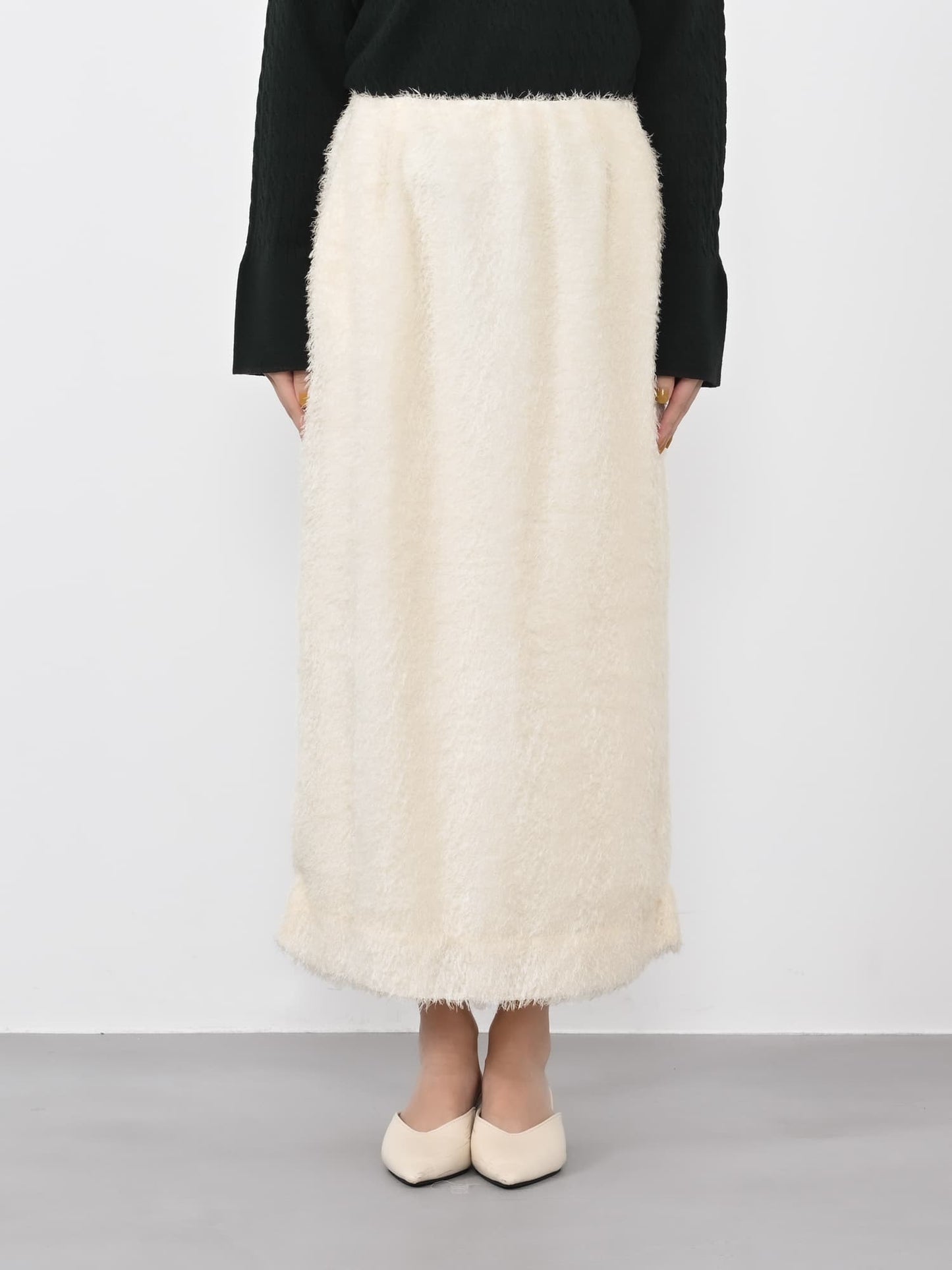 ※こちらが実物のカラーに一番お色味が近くなっております。（アイボリー）<br>150cm | B:78 W:56 H:74 股下:69  | regular着用 (ヒールの高さ: 3.5cm)