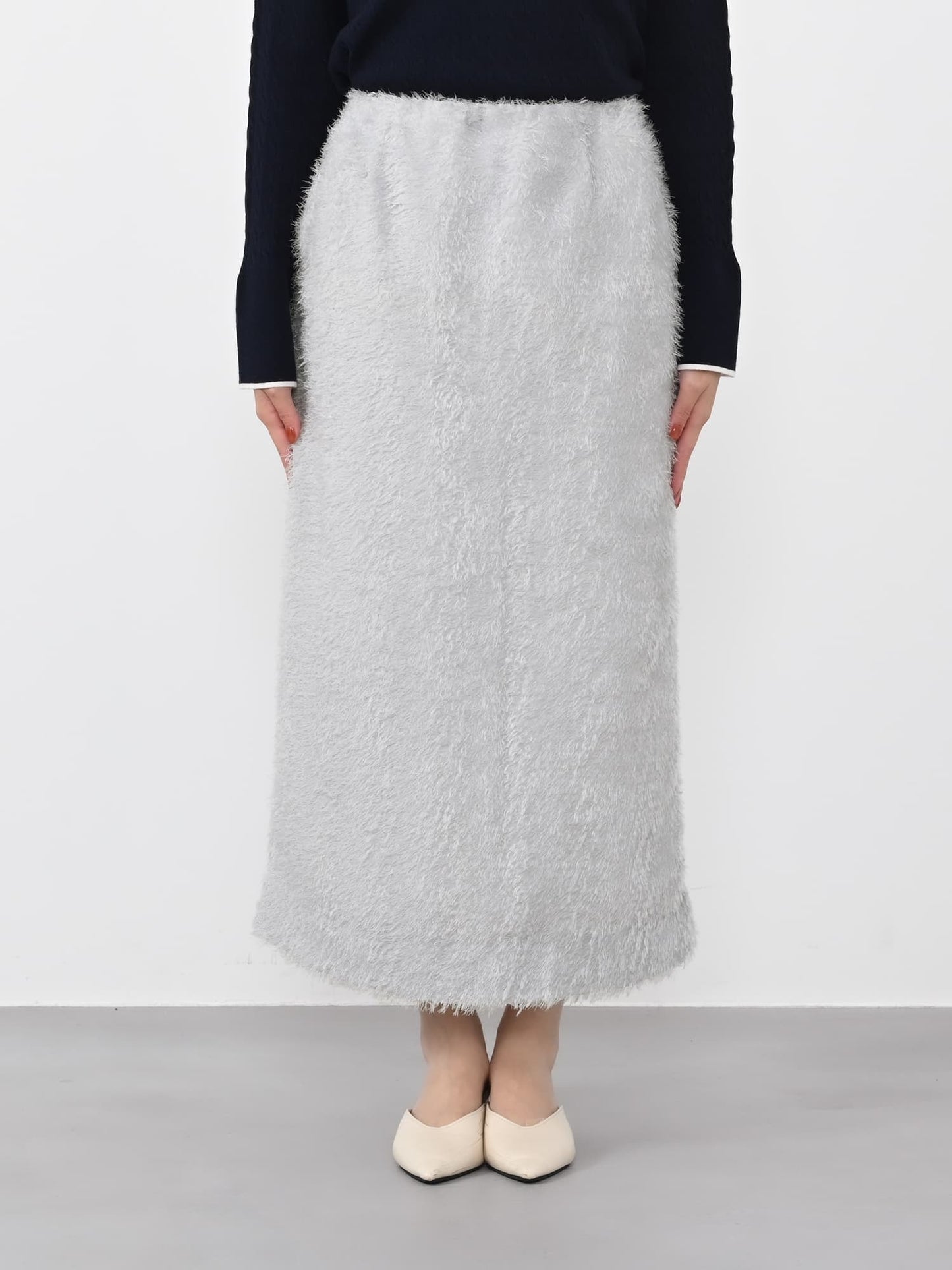 ※こちらが実物のカラーに一番お色味が近くなっております。（アイスブルー）<br>149cm | B:77 W:60 H:83 股下:68.5 | regular着用 (ヒールの高さ: 3.5cm)