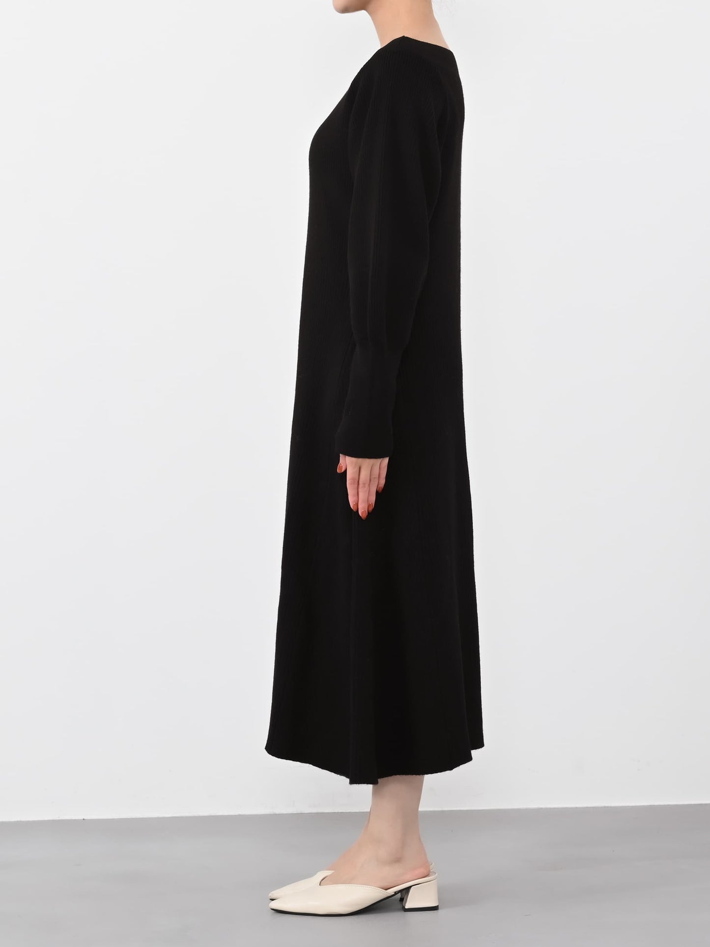 パターンリブフレアニットワンピース-short & regular　[通常]