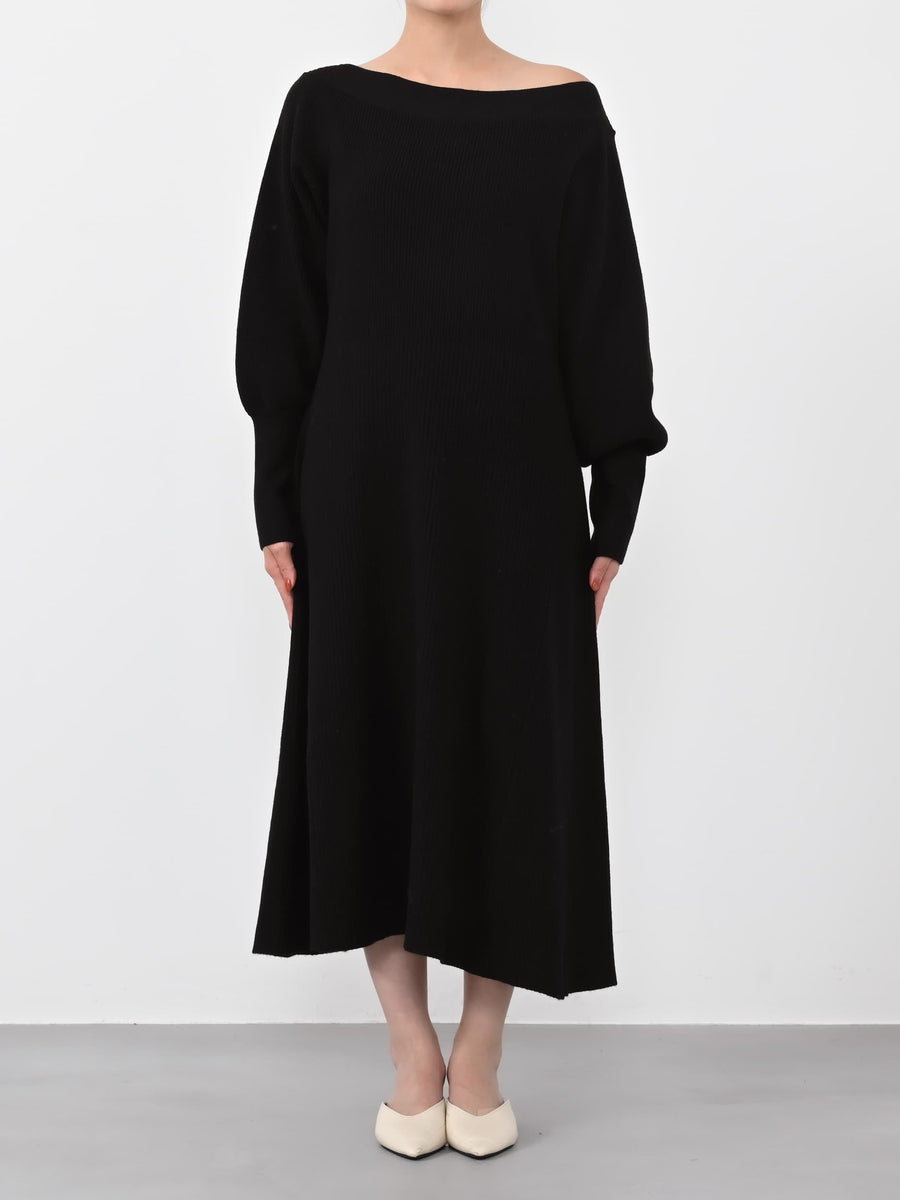 パターンリブフレアニットワンピース-short & regular　[通常]