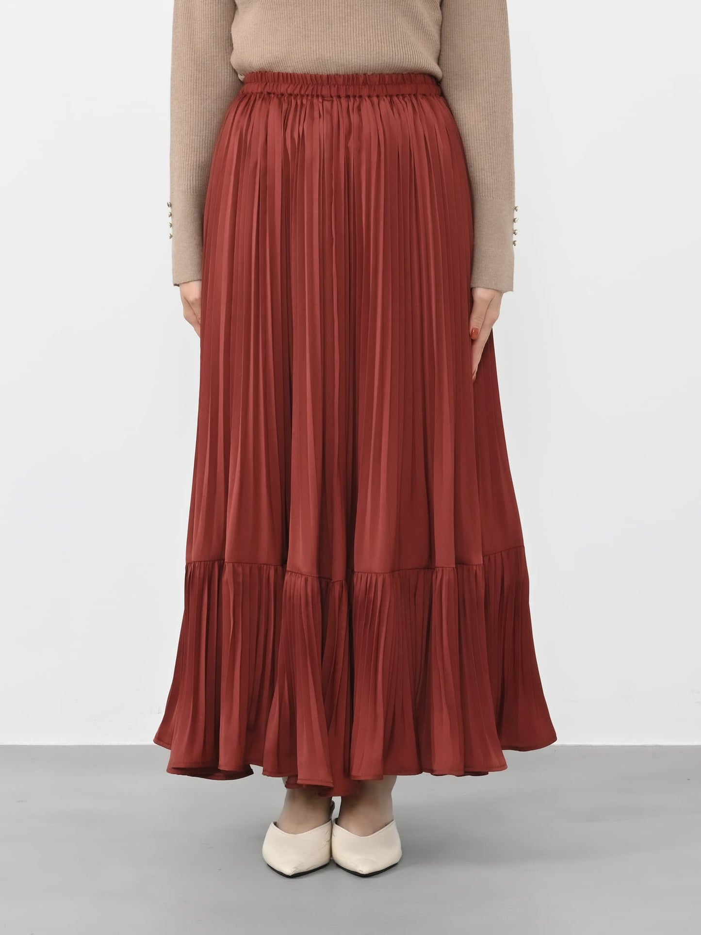 ※こちらが実物のカラーに一番お色味が近くなっております。（テラコッタ）<br>149cm | B:77 W:60 H:83 股下:68.5 | regular着用 (ヒールの高さ: 3.5cm) 