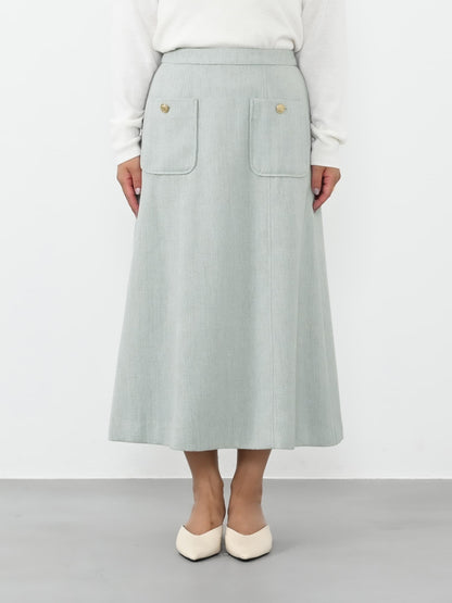 ※こちらが実物のカラーに一番お色味が近くなっております。（ブルー系）<br>144cm | B:80 W:64 H:84 股下:62 | short-XS着用 (ヒールの高さ:3.5cm)