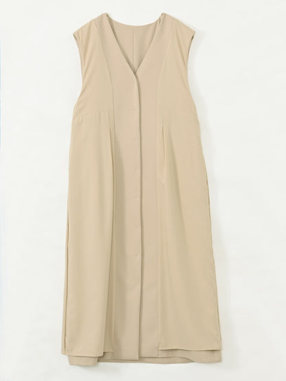 フロントボタンVネックジャンパースカート-short & regular　[通常]